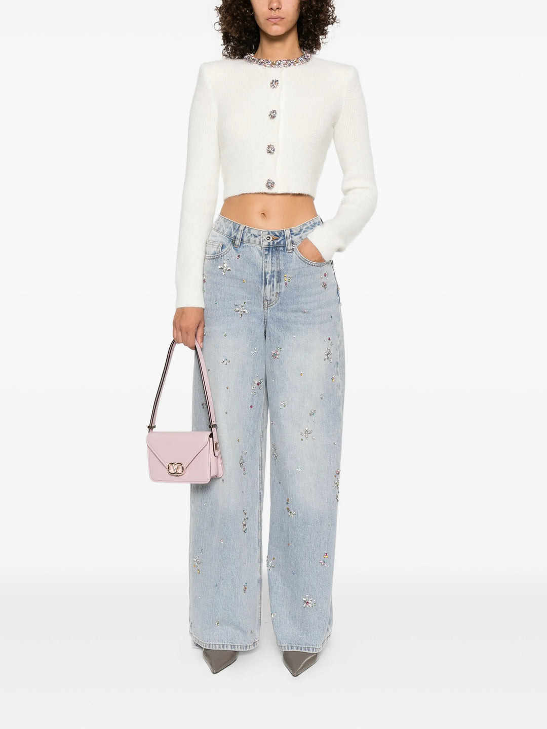 Cream Embellished Trim Cardigan - 2