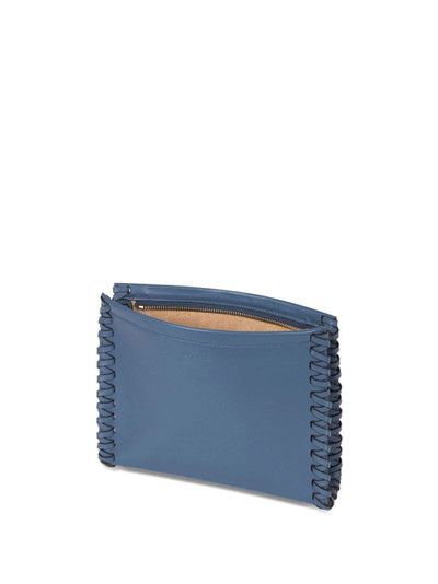 Etro medium whipstich-detail leather clutch bag outlook