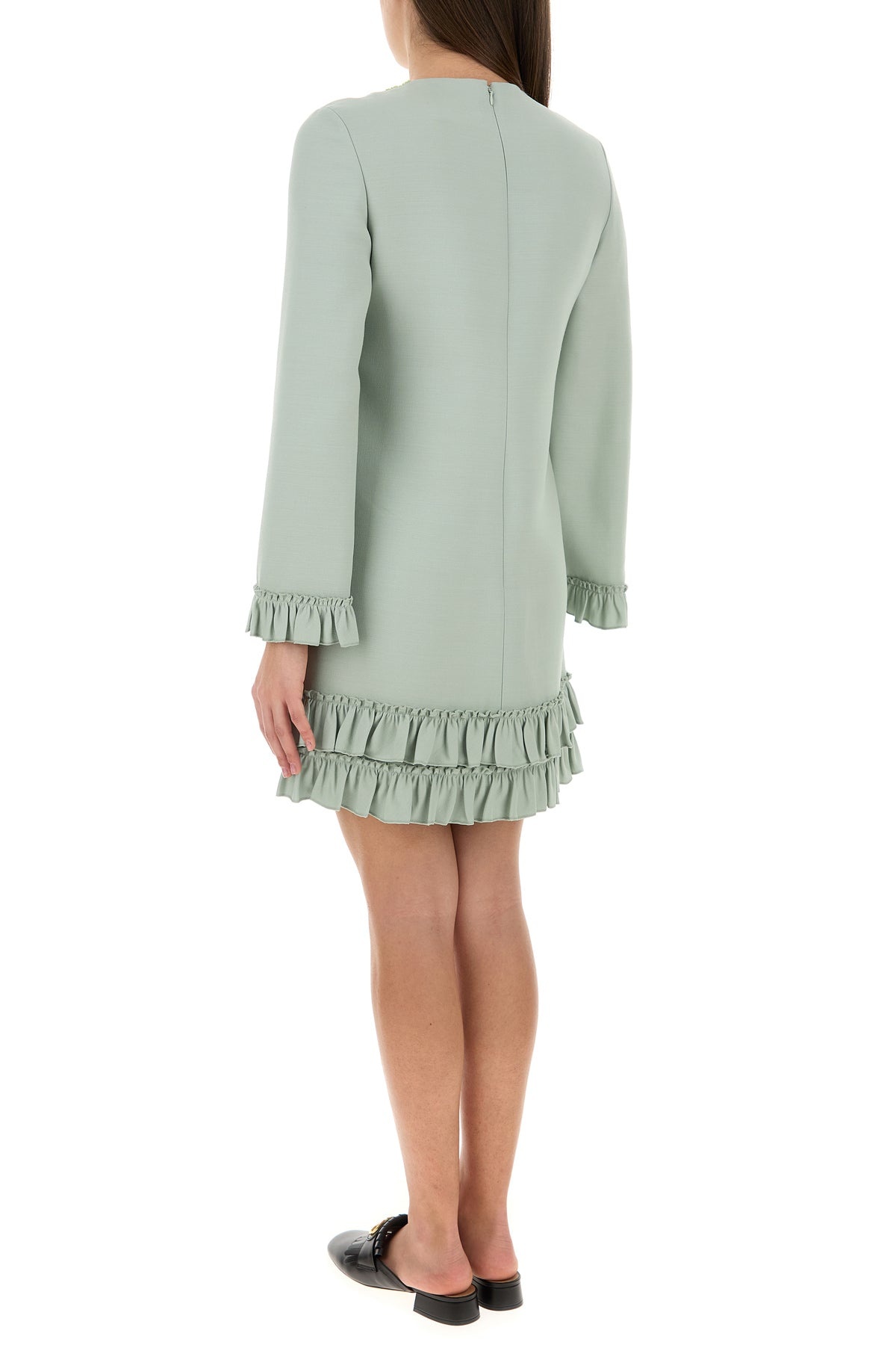 Mint green wool blend mini dress - 4