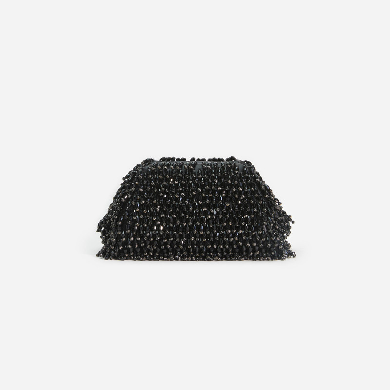 Black Crystal Embroidery Clutch Bag 1