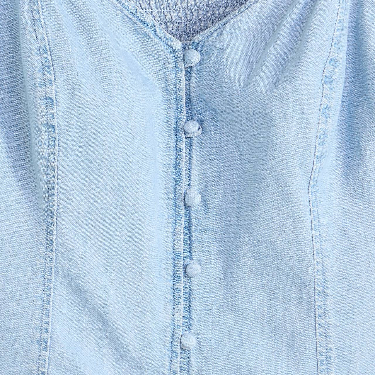 KIERRA SHORT-SLEEVE DENIM BLOUSE - 6