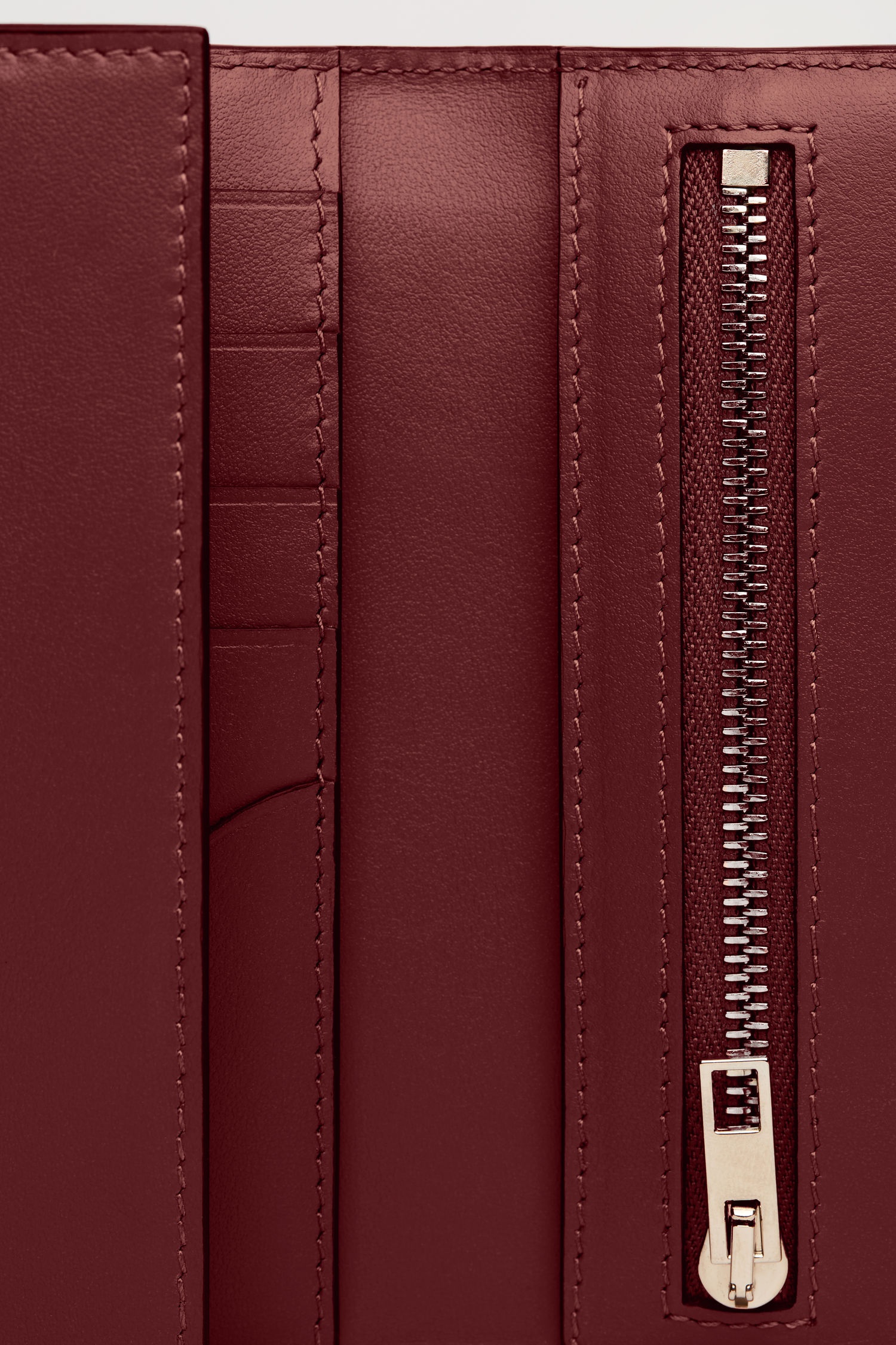 Trifold zip wallet burgundy - 5