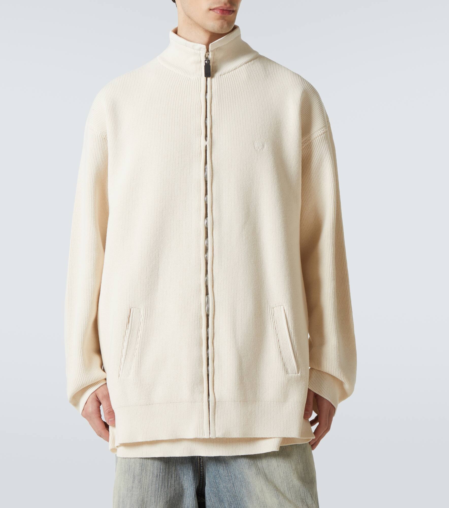 Logo cotton-blend zip-up cardigan - 3