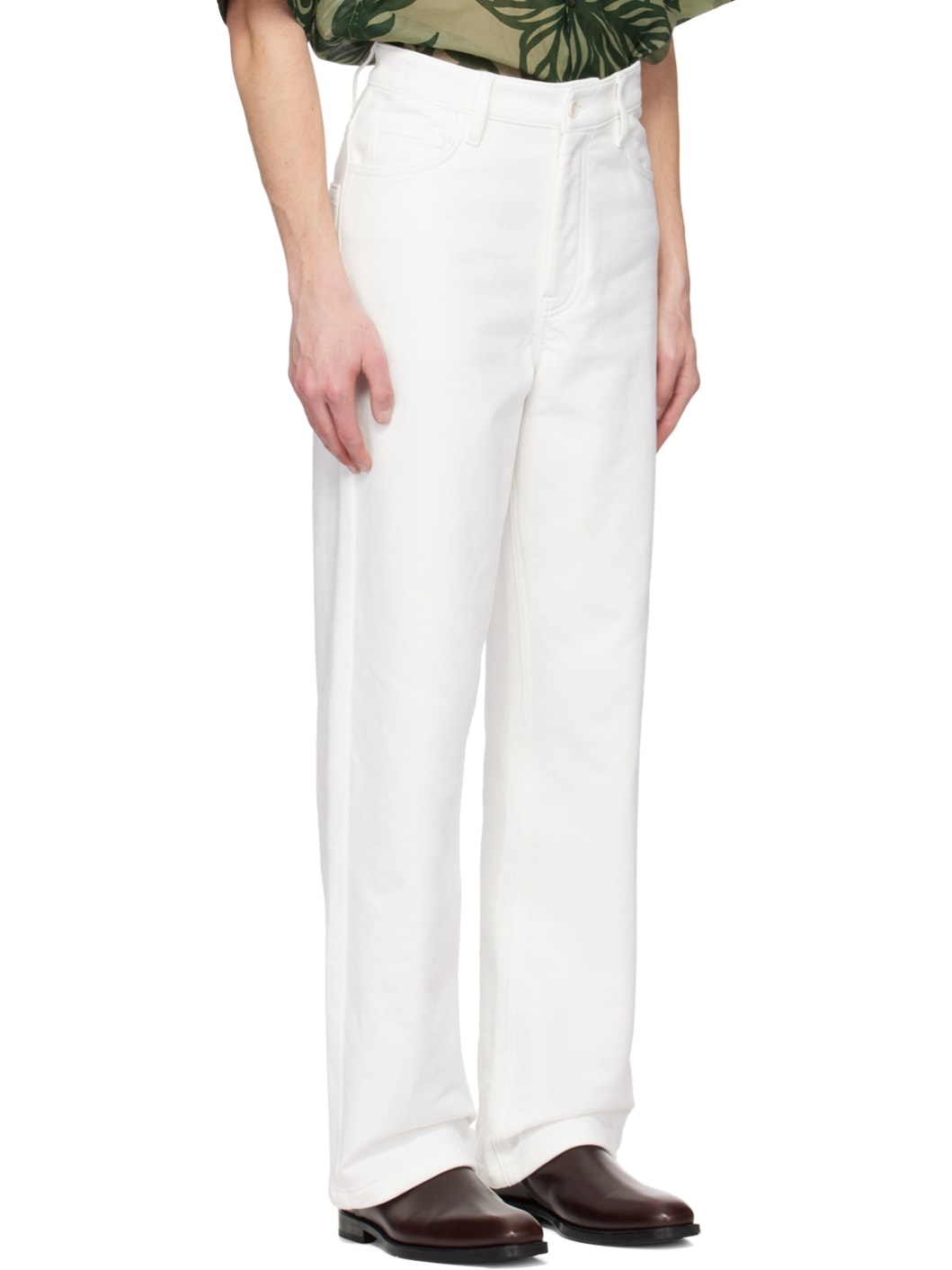 White Zip-Fly Jeans - 4