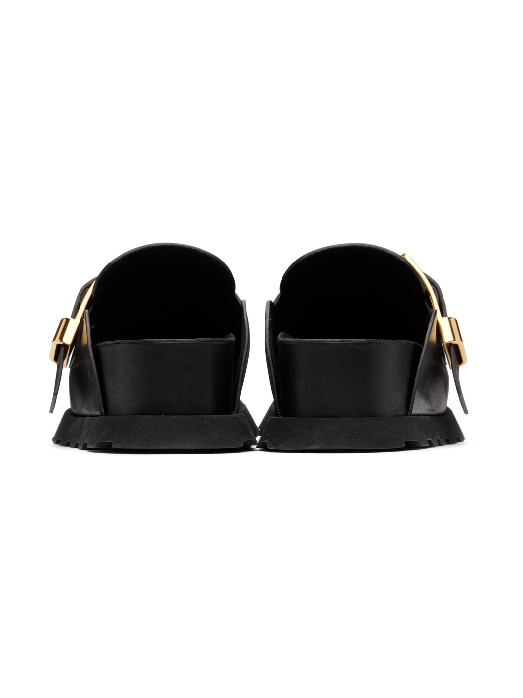 Black Buckle Mules - 2