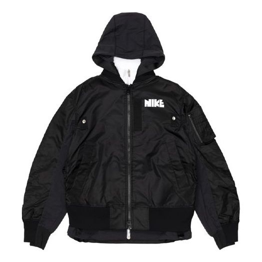 Nike x Sacai Crossover Double Layer Contrasting Colors Sports Hooded Jacket Asia Edition Black CZ469 - 1