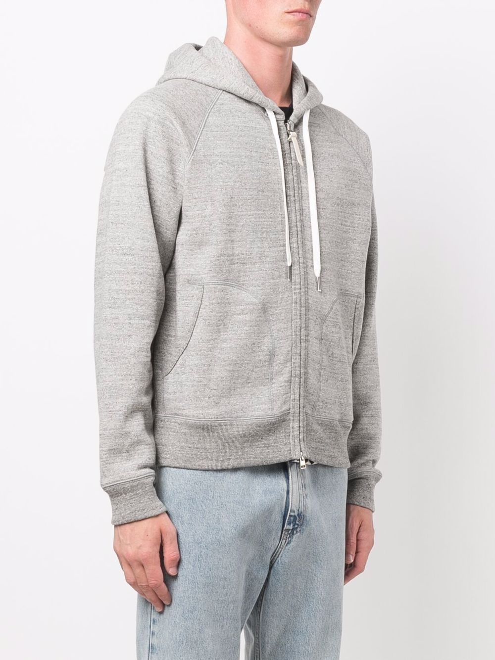 mélange-effect zip-up hoodie - 3