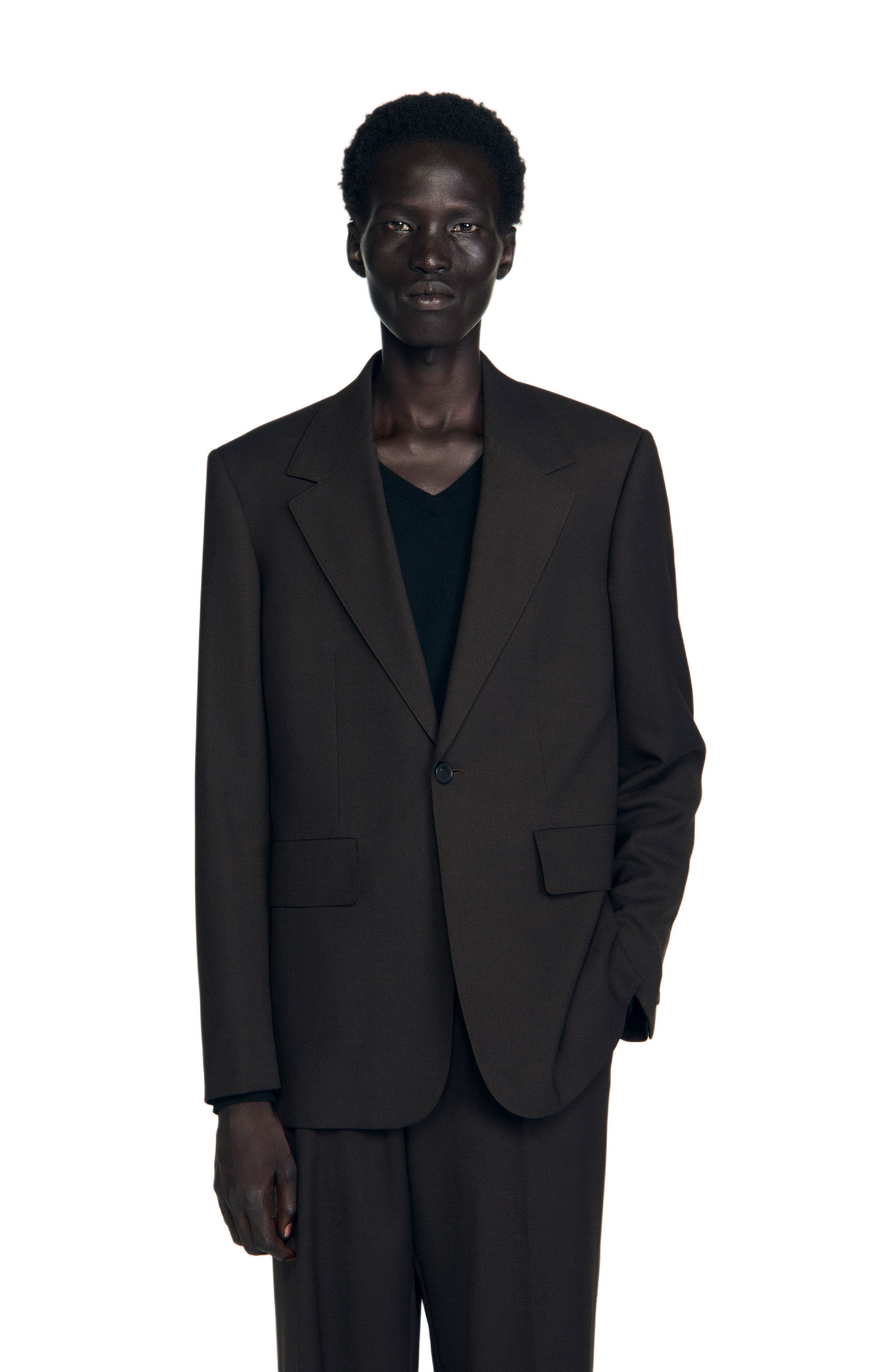 SANDRO Wool suit jacket in Chocolate at Nordstrom - 3