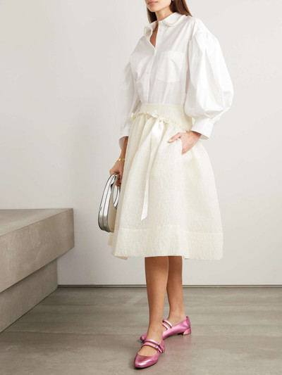 Simone Rocha Bow-embellished ruffled cloqué midi skirt outlook