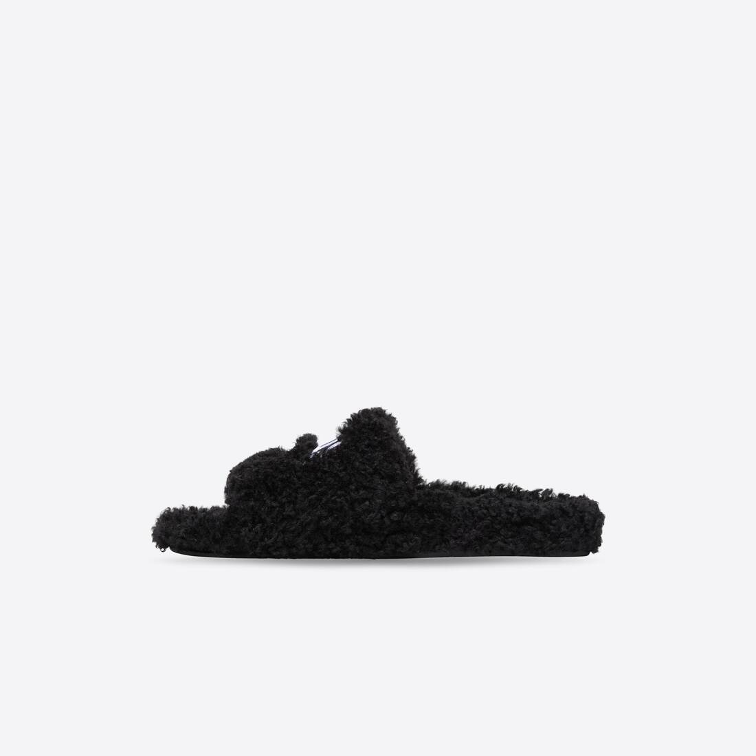 Men's Cities Paris Furry Slide Sandal in Black - 4