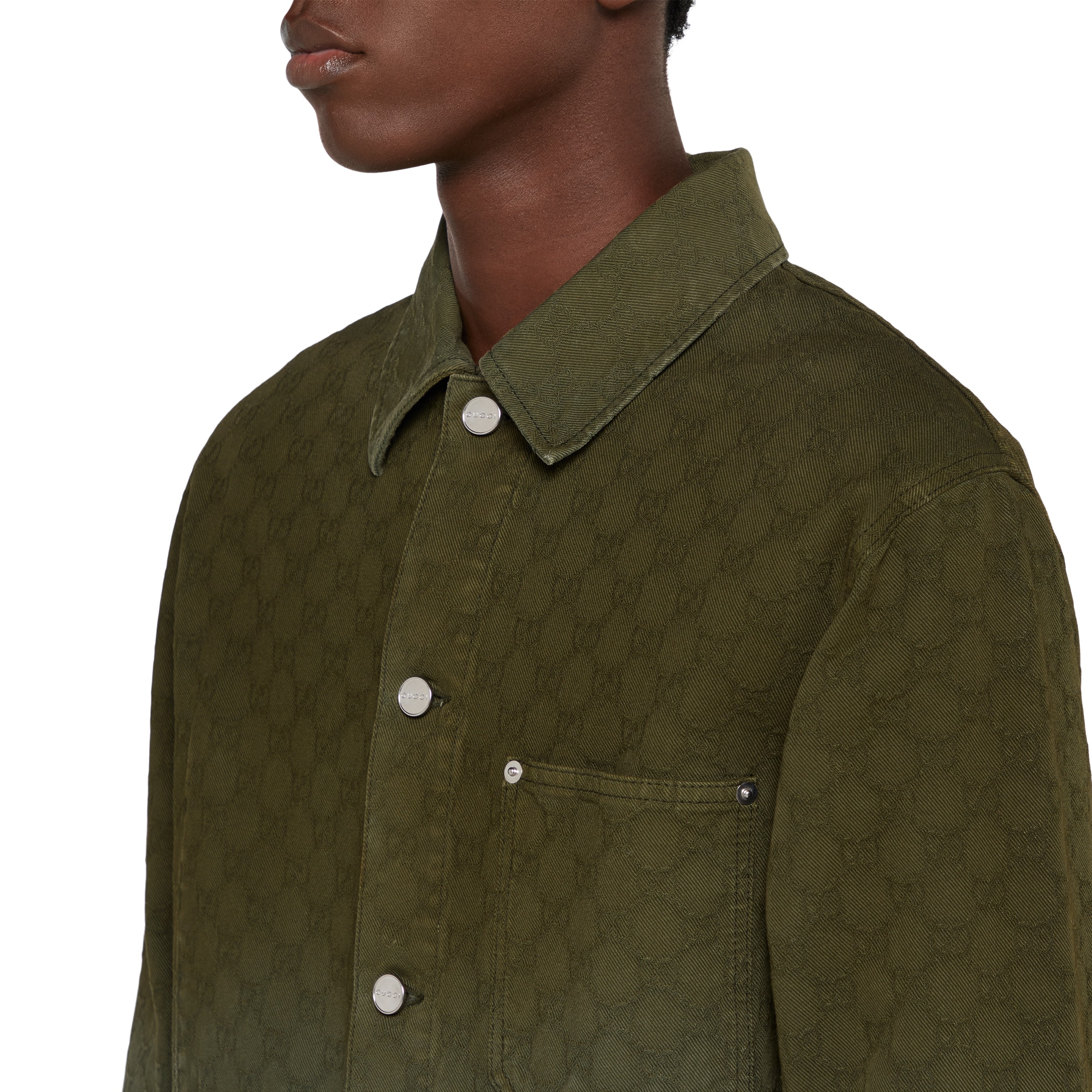 Bleached GG cotton denim jacquard shirt - 5