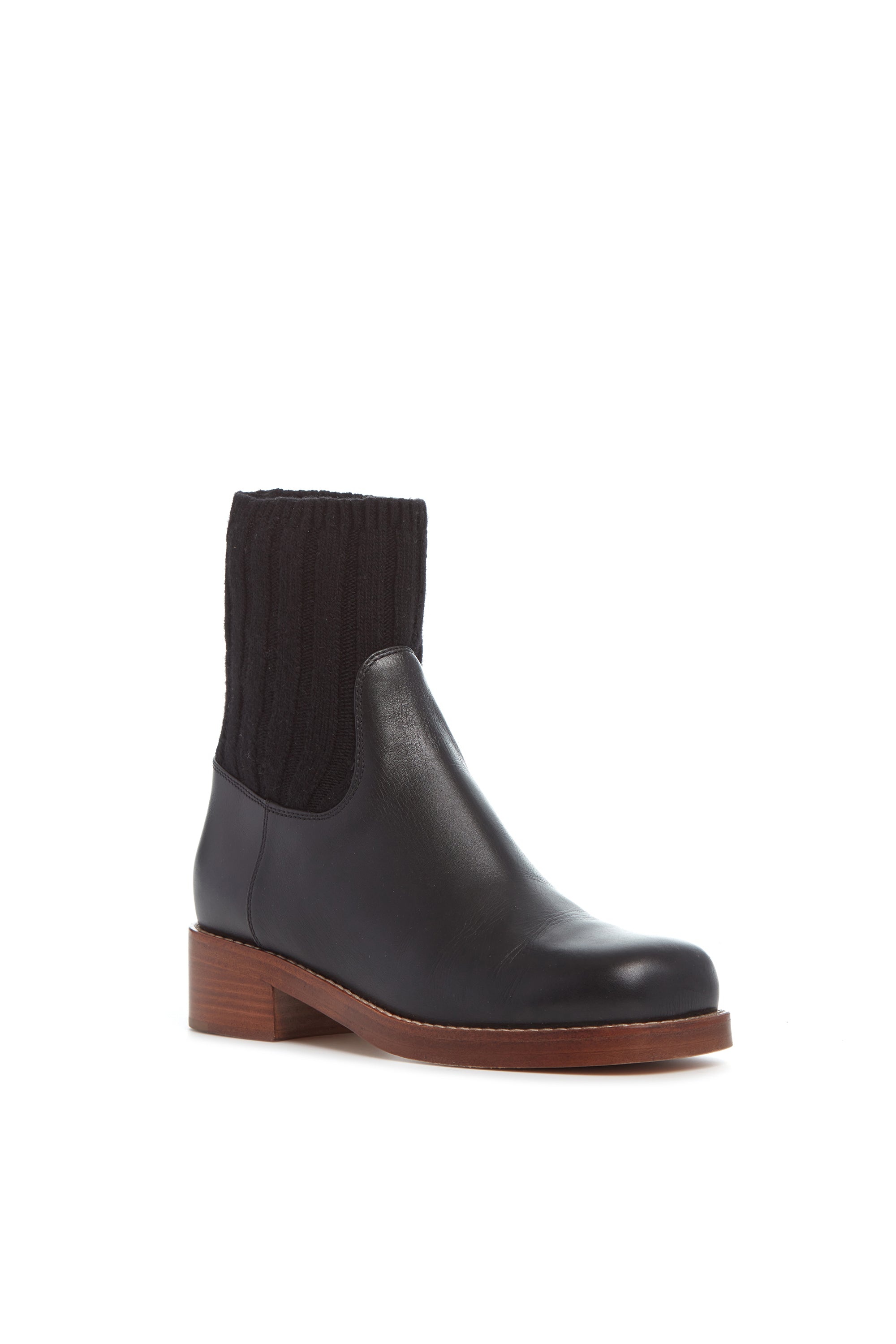 Hobbes Sock Boot in Black Leather & Cashmere - 2