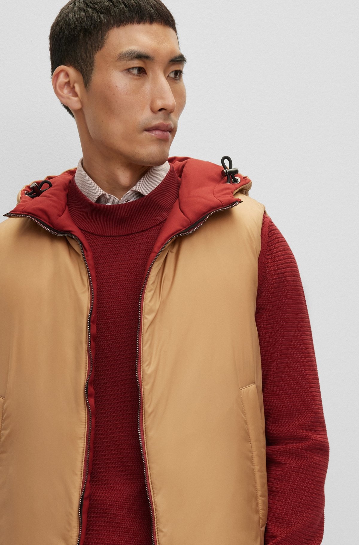 WOOL-BLEND HOODED GILET WITH DOWN FILLING - 5