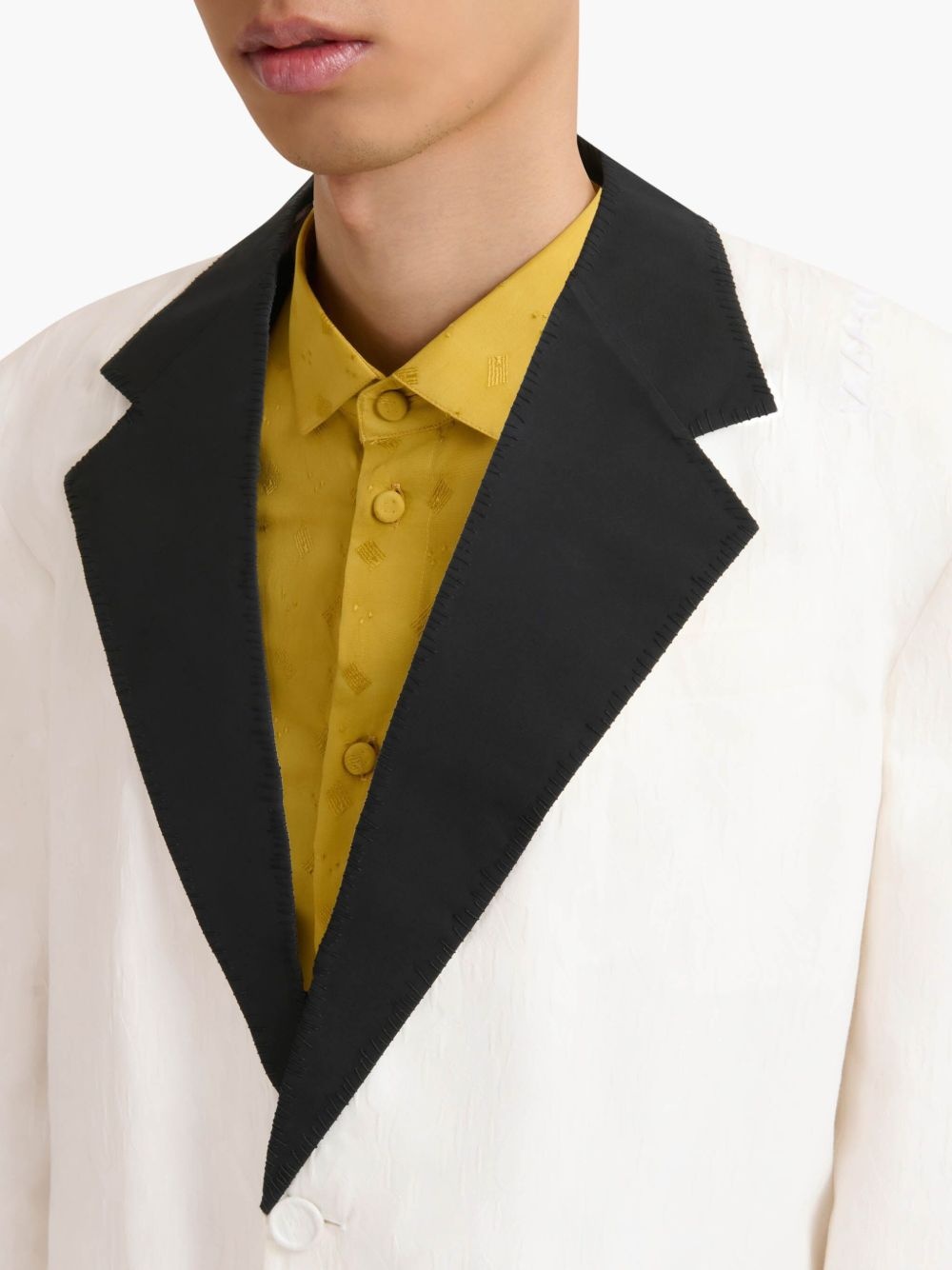 contrasting-collar blazer - 5