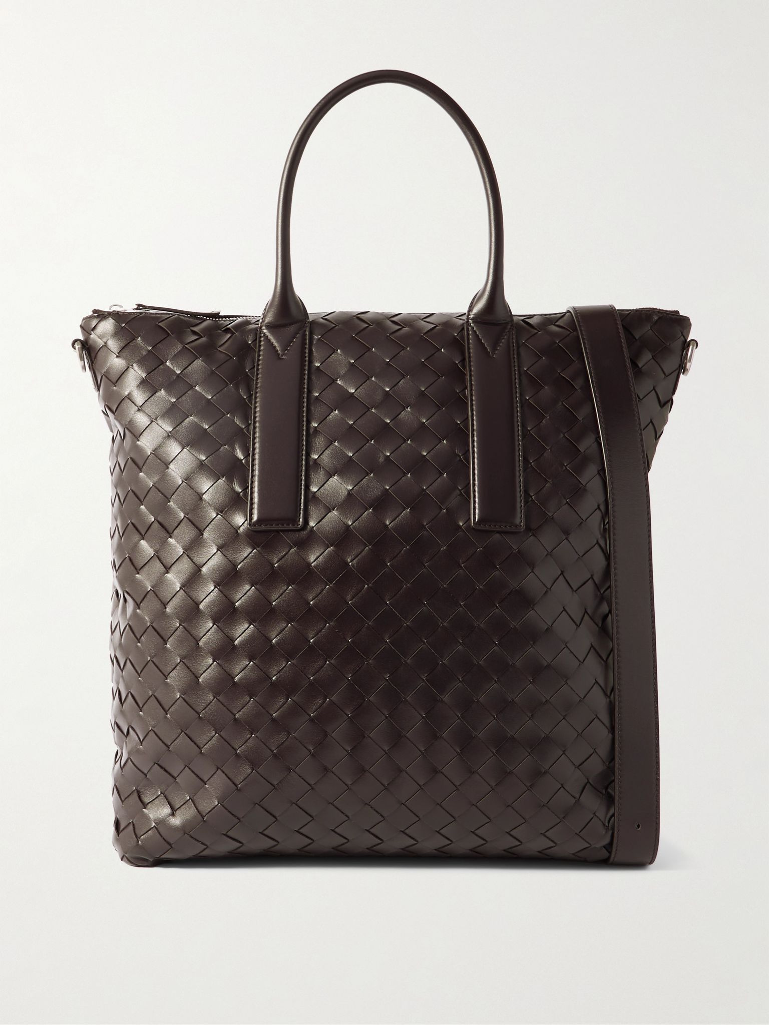 N/S Intrecciato Leather Tote Bag Brown - 1