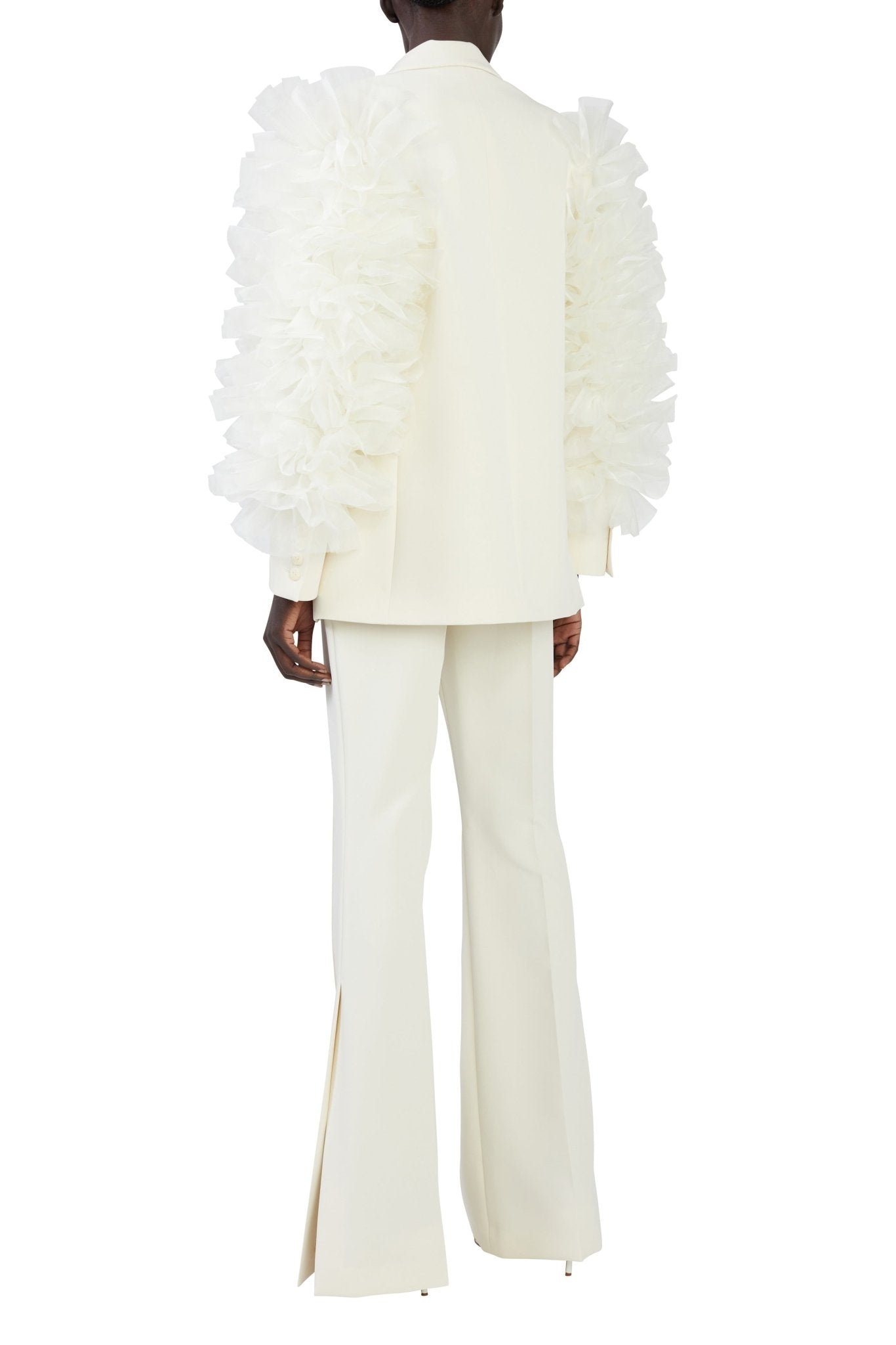 Matte Crepe Ruffle Poof Blazer - 2