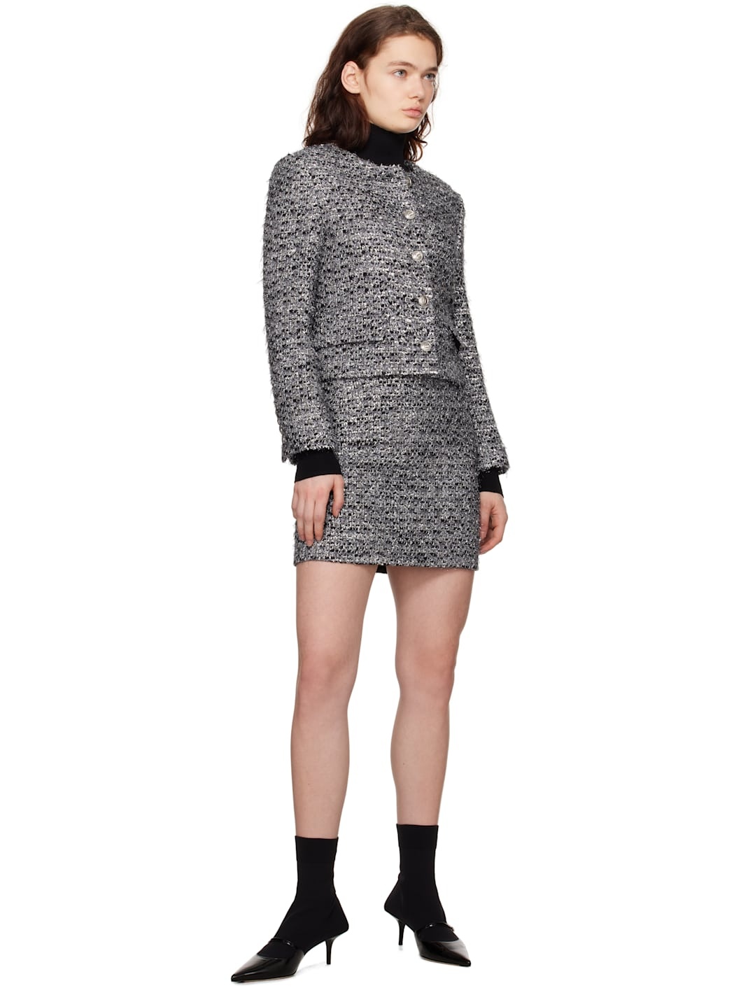 Gray Tweed Miniskirt - 4