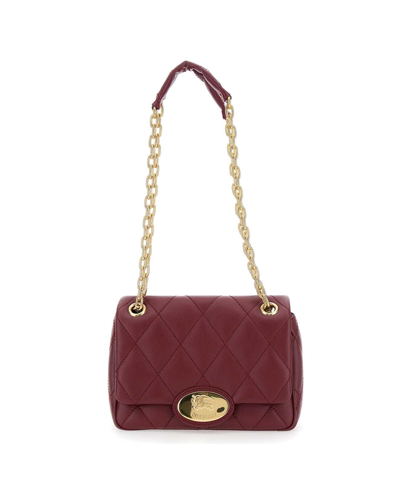 Bordeaux Quilted Crossbody Bag With Ekd Plaque On The Front And Chain-link Shoulder Strap In Leather - 3