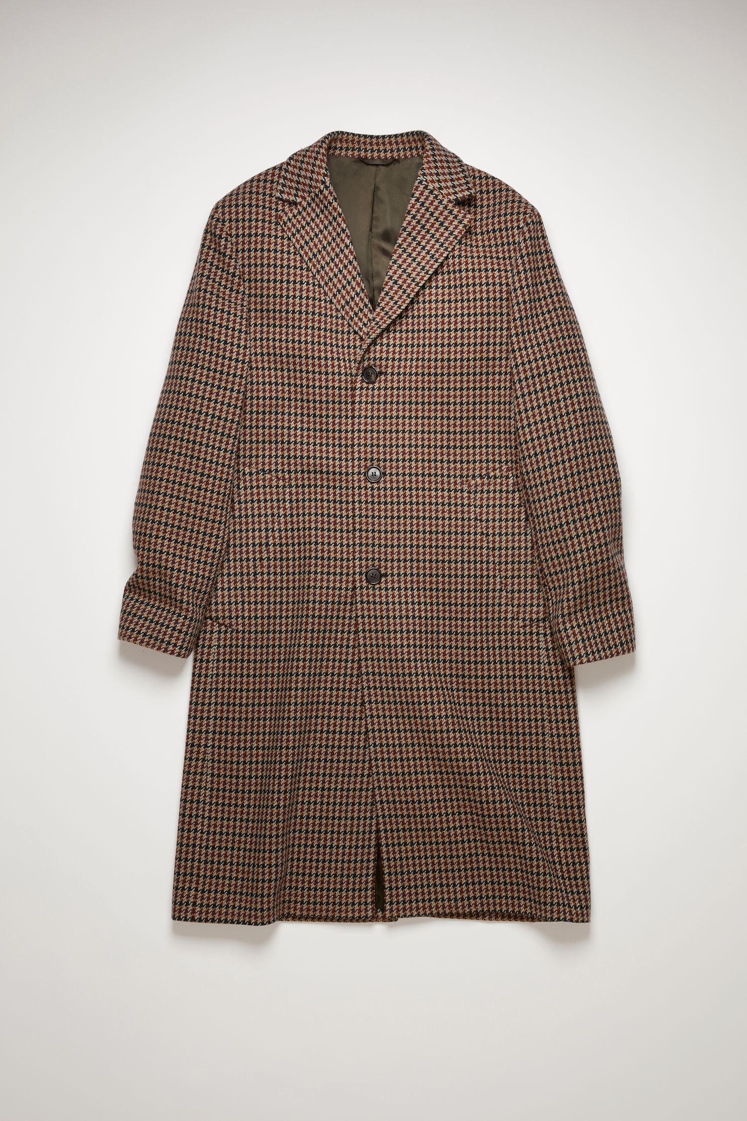 Houndstooth wool-blend coat burgundy/light blue - 1