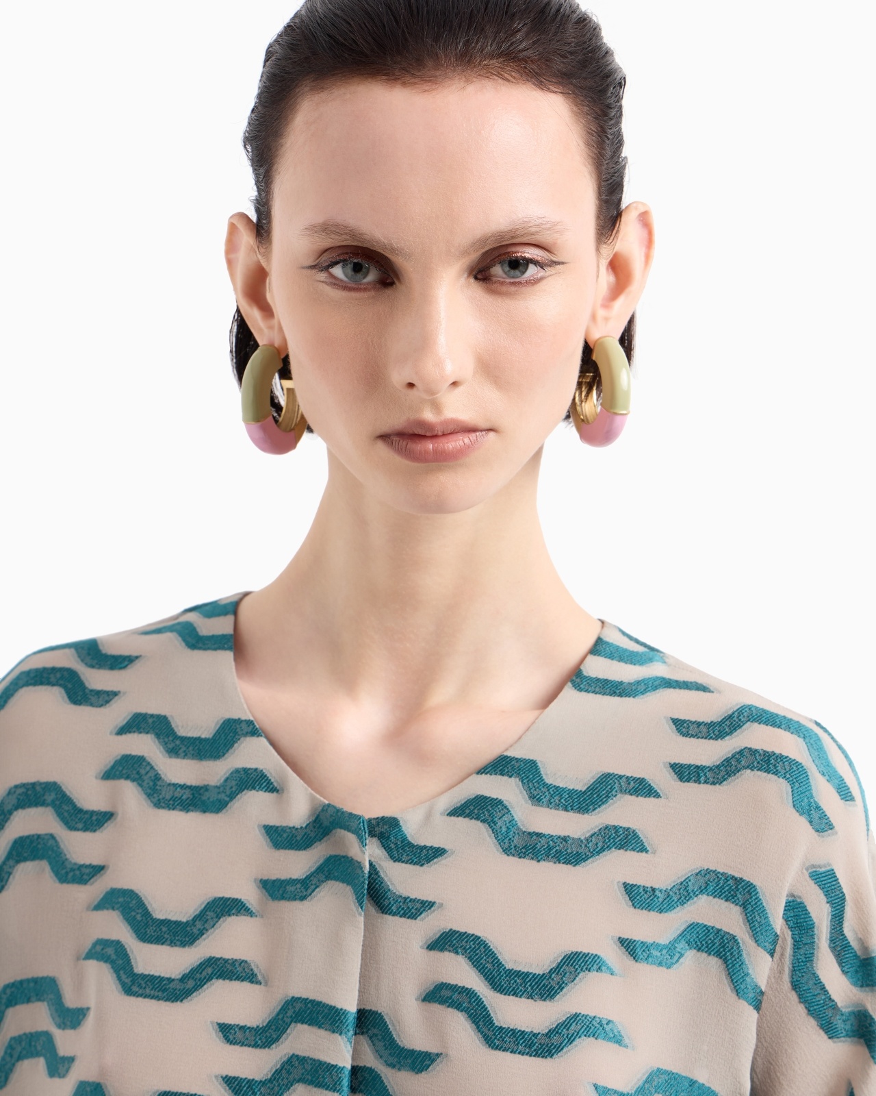 METAL AND ENAMEL SEMI-CIRCULAR EARRINGS - 3