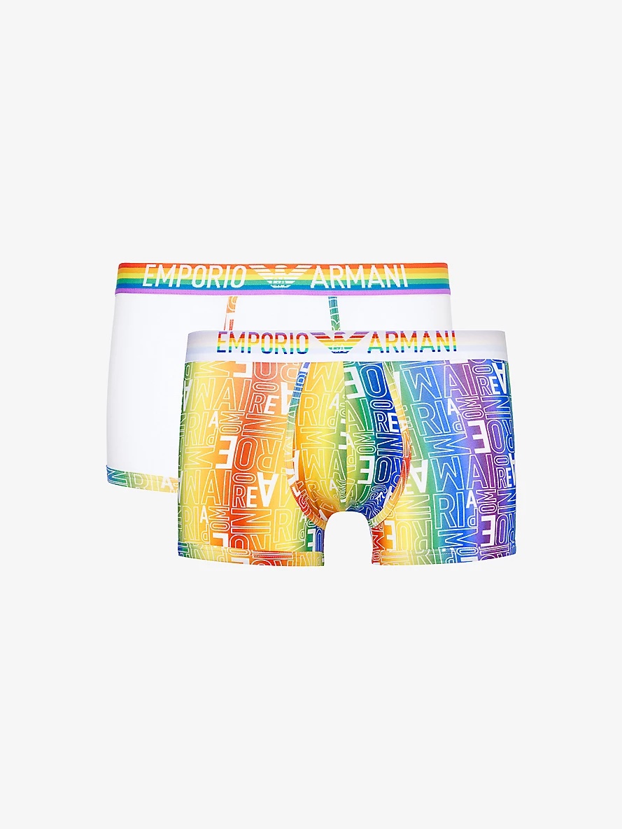 Rainbow-logo pack of two stretch-cotton trunks - 1