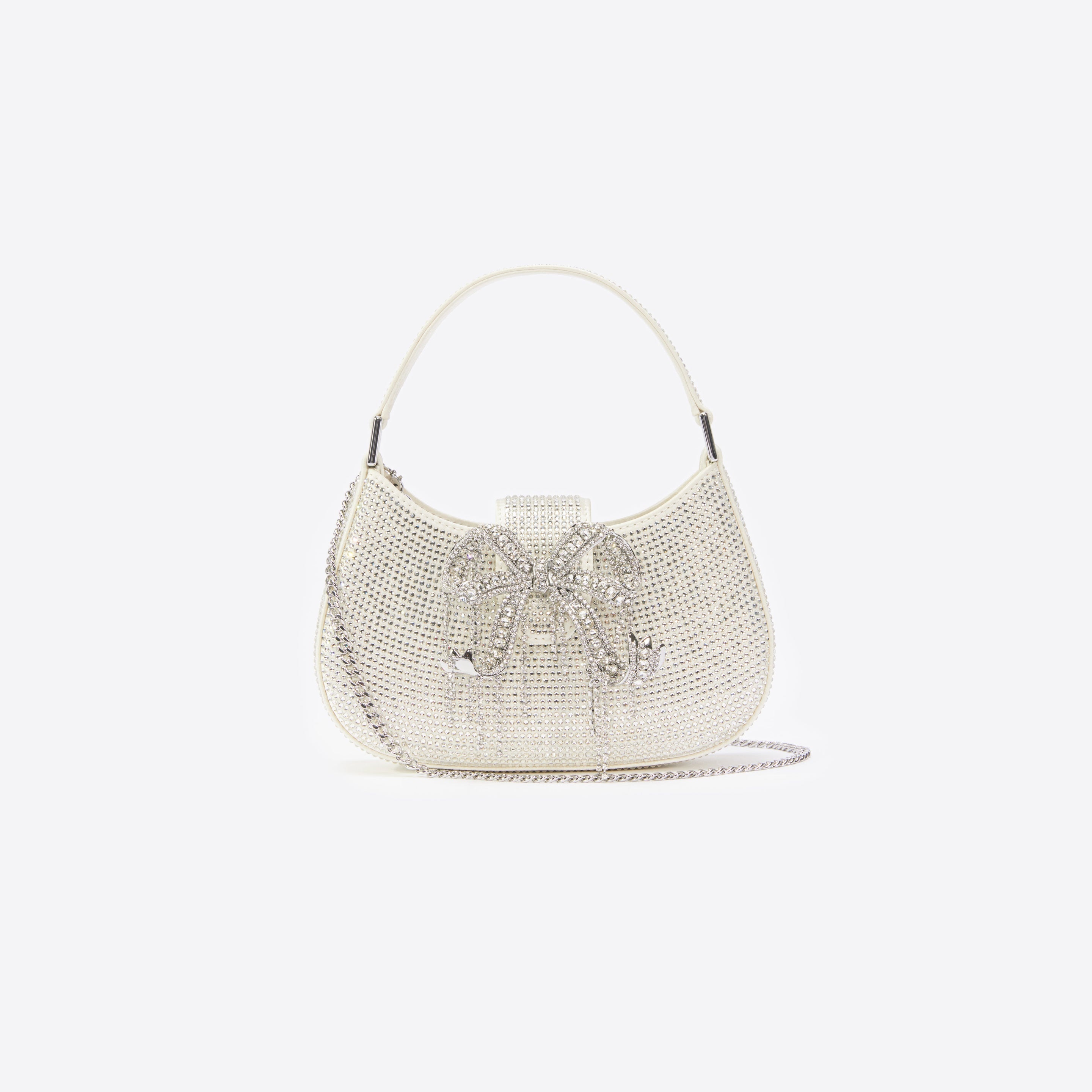 Champagne Rhinestone Mini Crescent Bag - 4