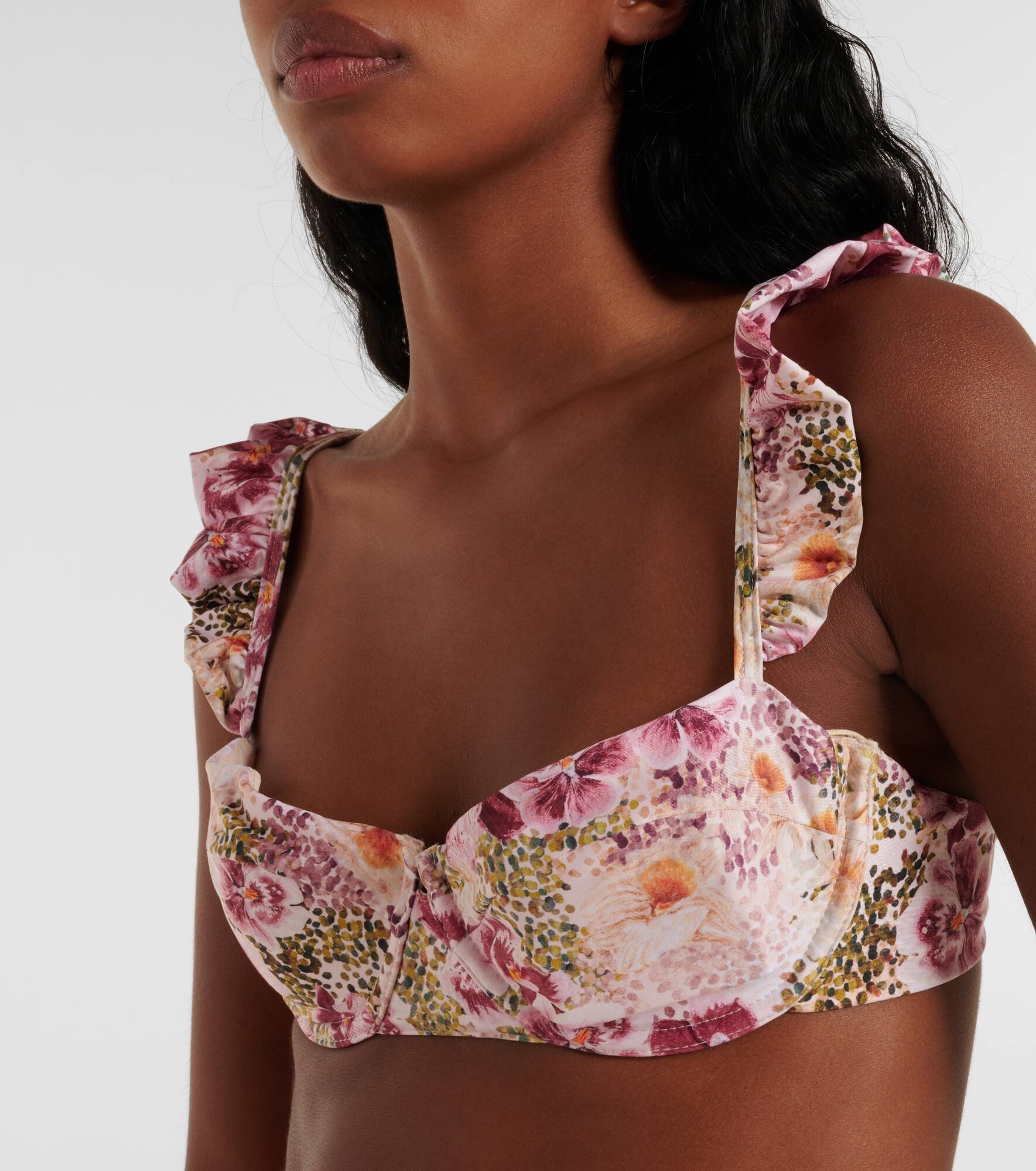 Kiwi ruffled floral bikini top - 4