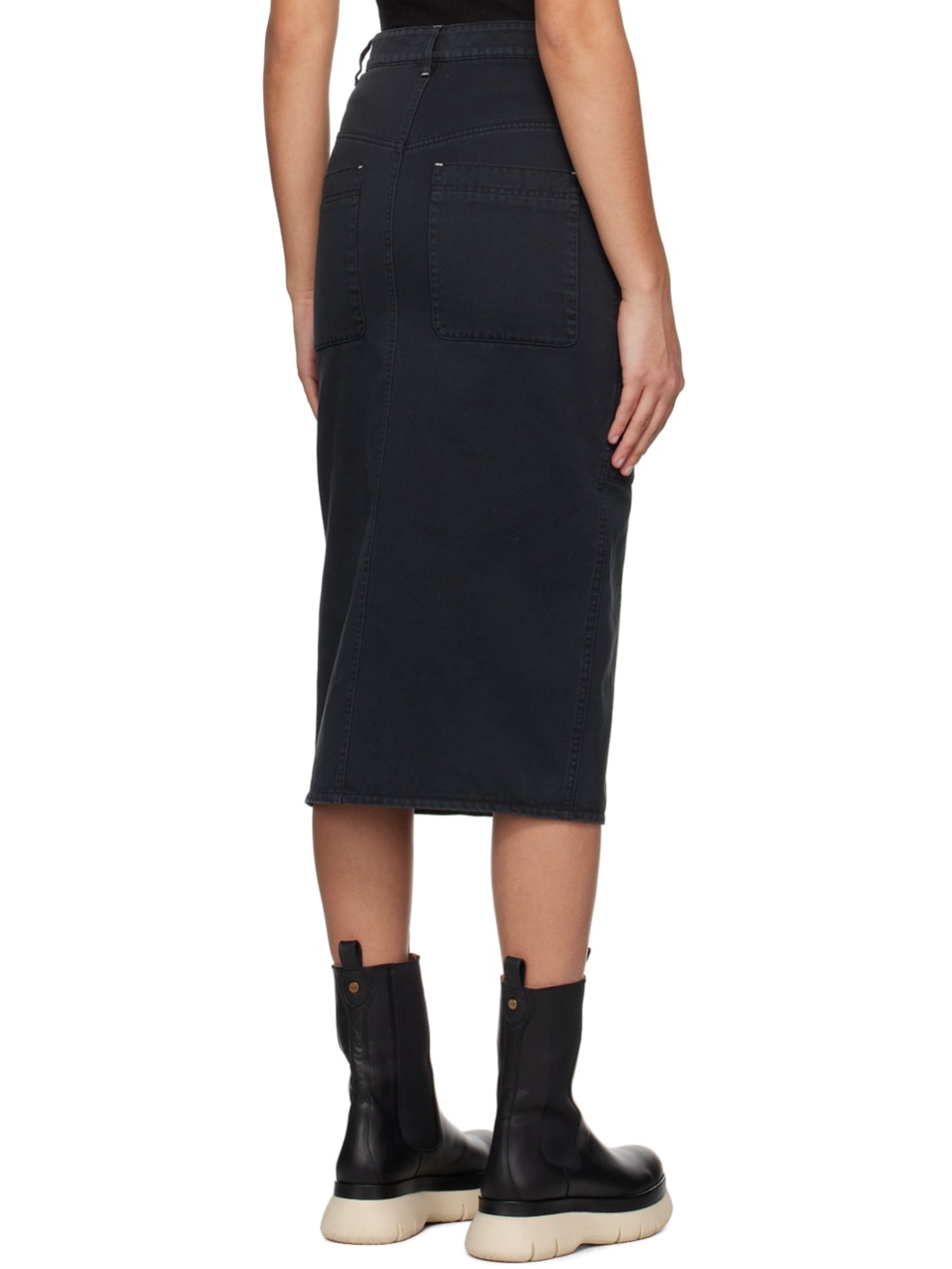 Black Flozia Denim Midi Skirt - 3
