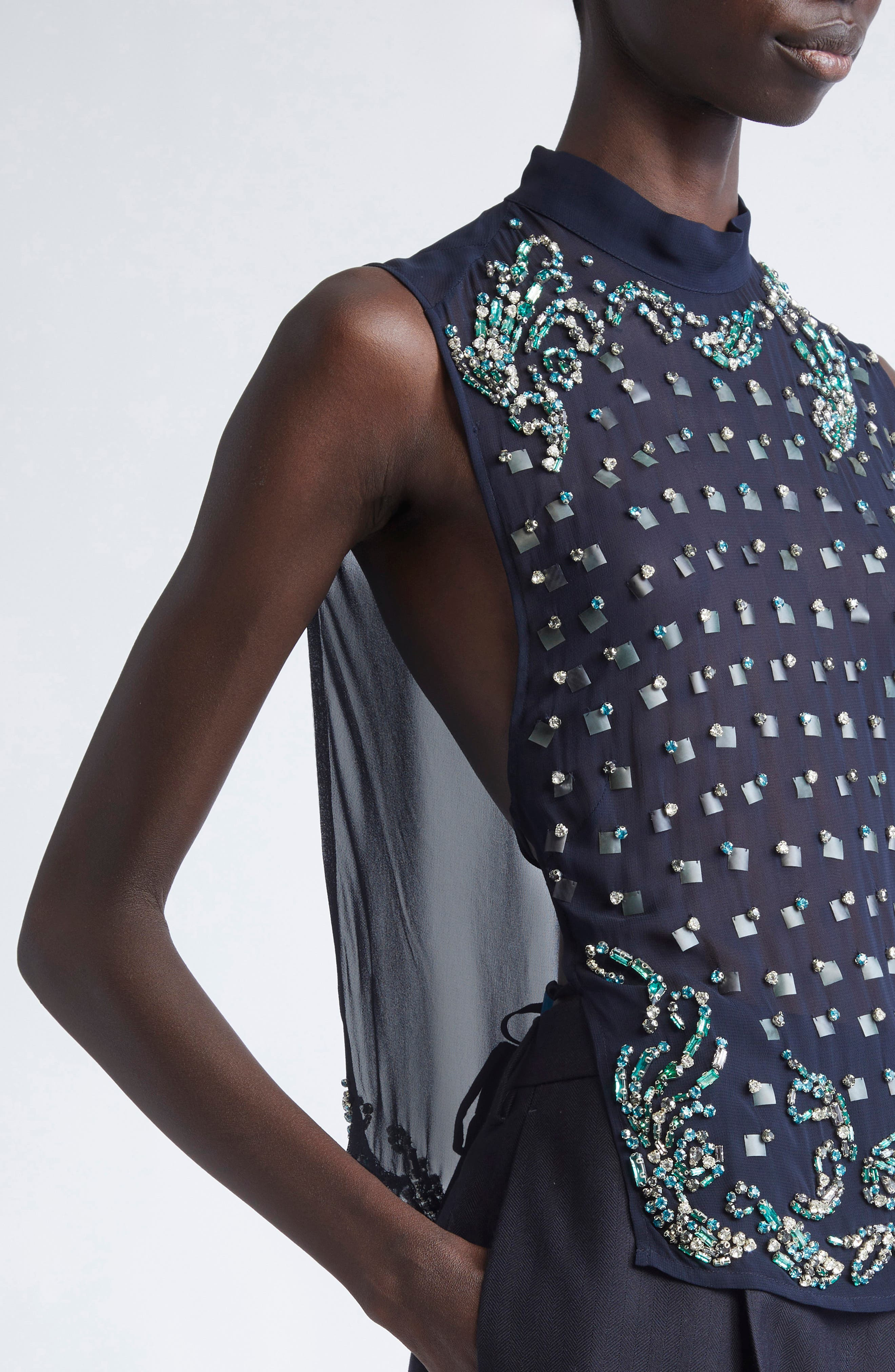 Dries Van Noten Carmasa Crystal Embellished Sleeveless Top in Navy at Nordstrom - 5