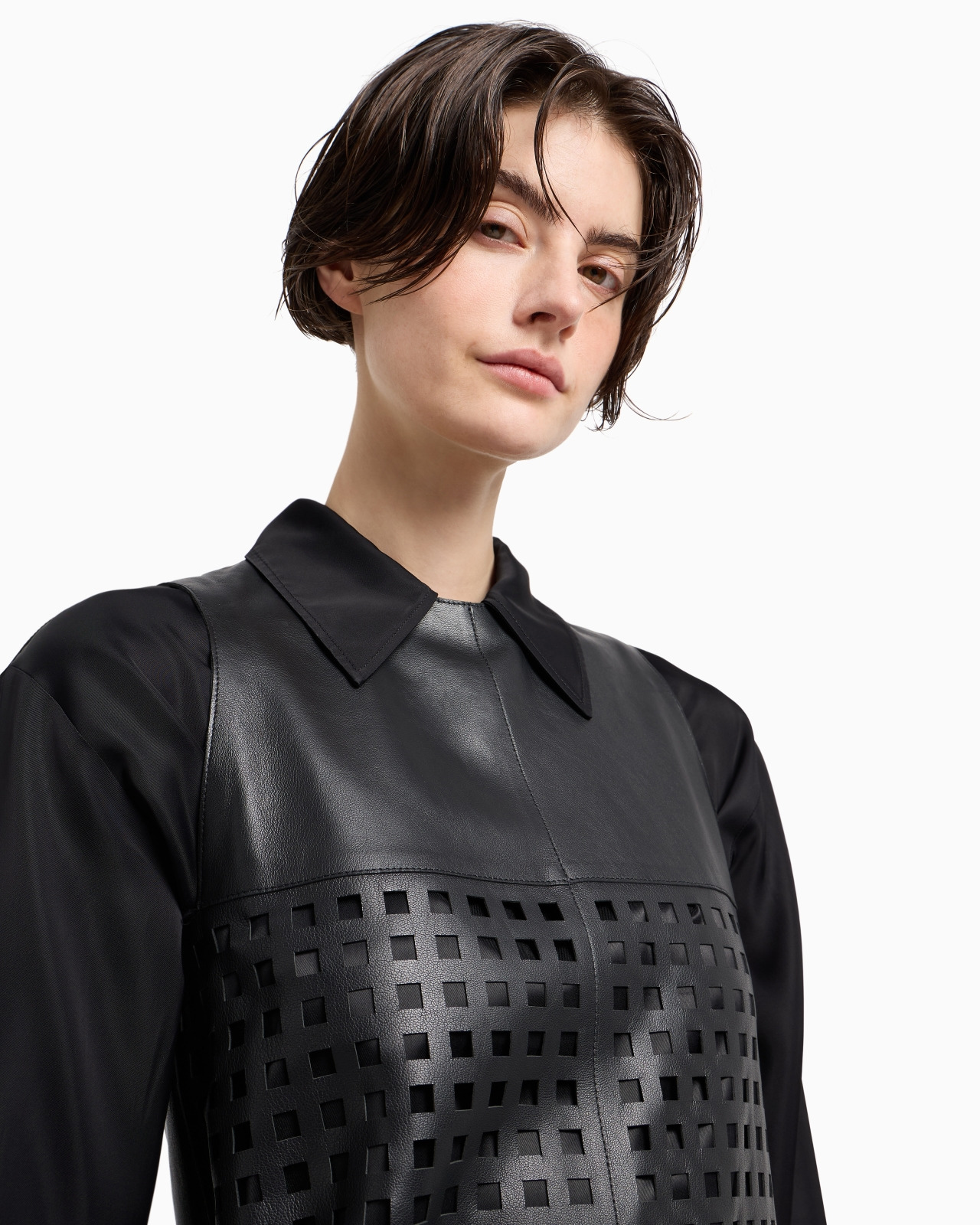POLYGON CAPSULE COLLECTION DRESS IN VEGETABLE-TANNED NAPPA LEATHER WITH LASER-CUT PERFORATIONS - 5
