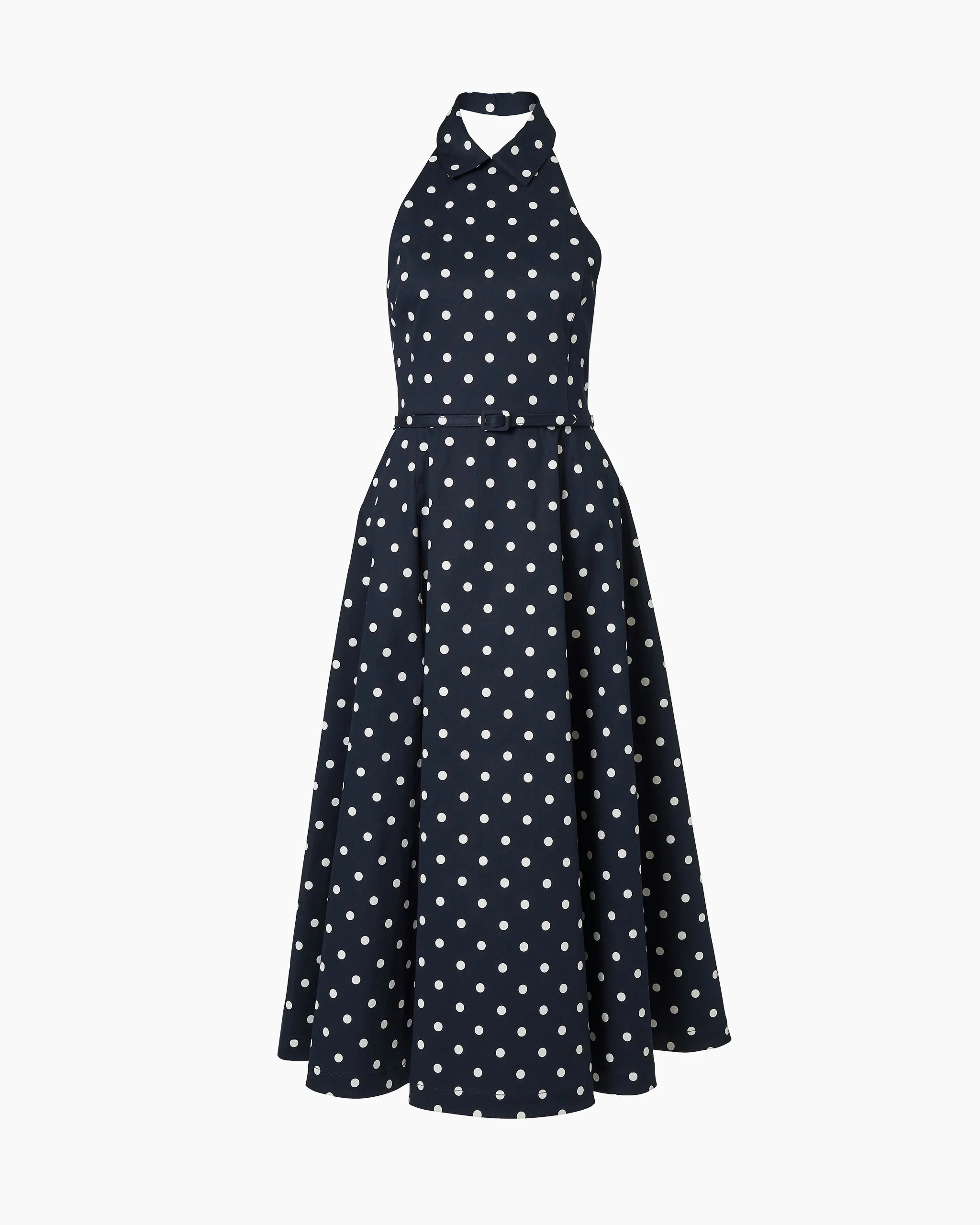 Polka Dot Halterneck Midi Dress - 1