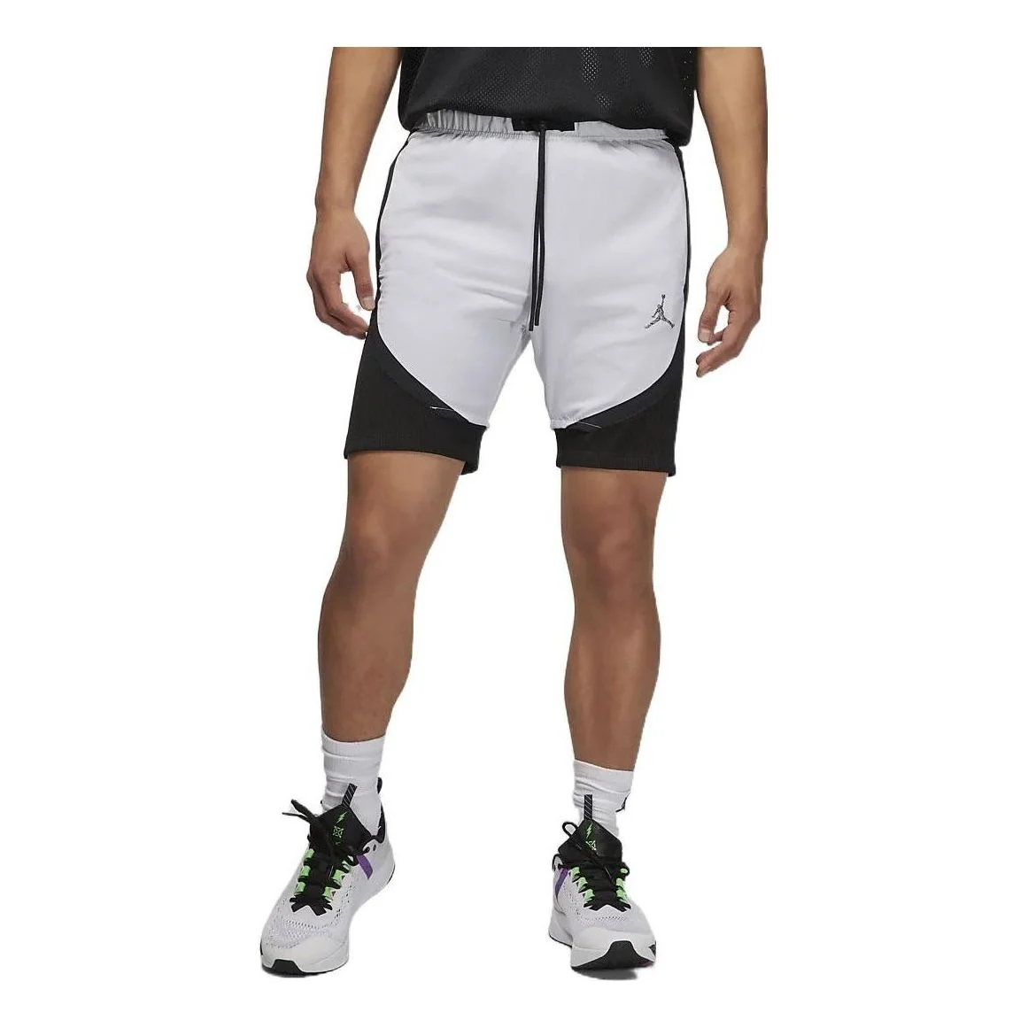Men's Air Jordan Logo Micro Mark Lacing Colorblock Casual Gray Shorts DM1830-100 - 1