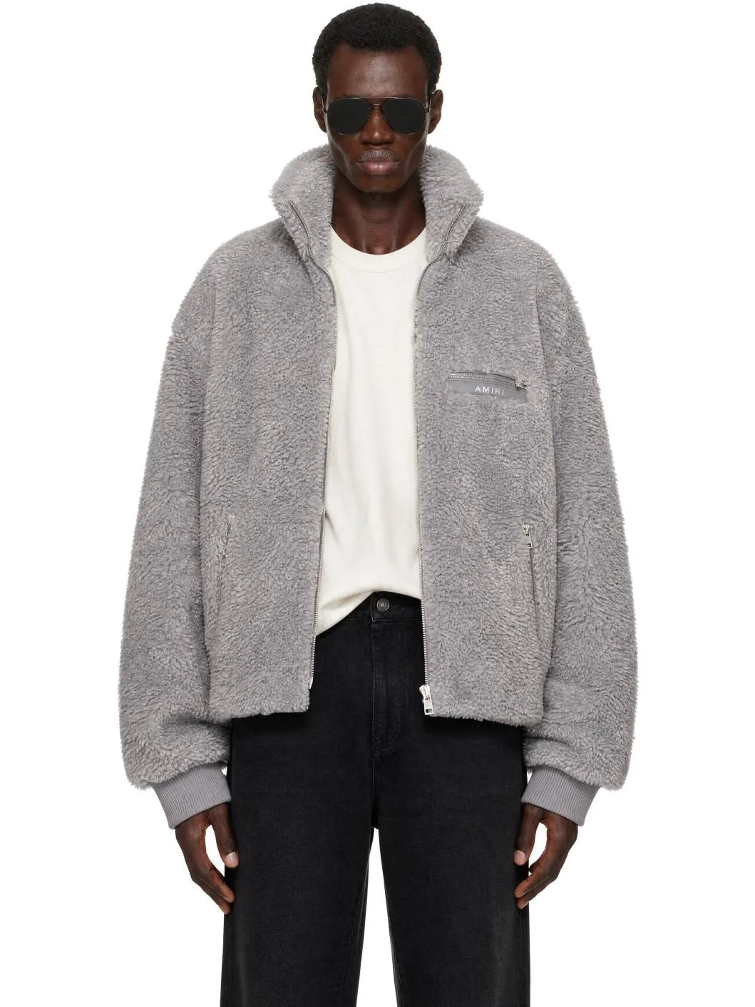 Gray Fuzzy Track Jacket - 1
