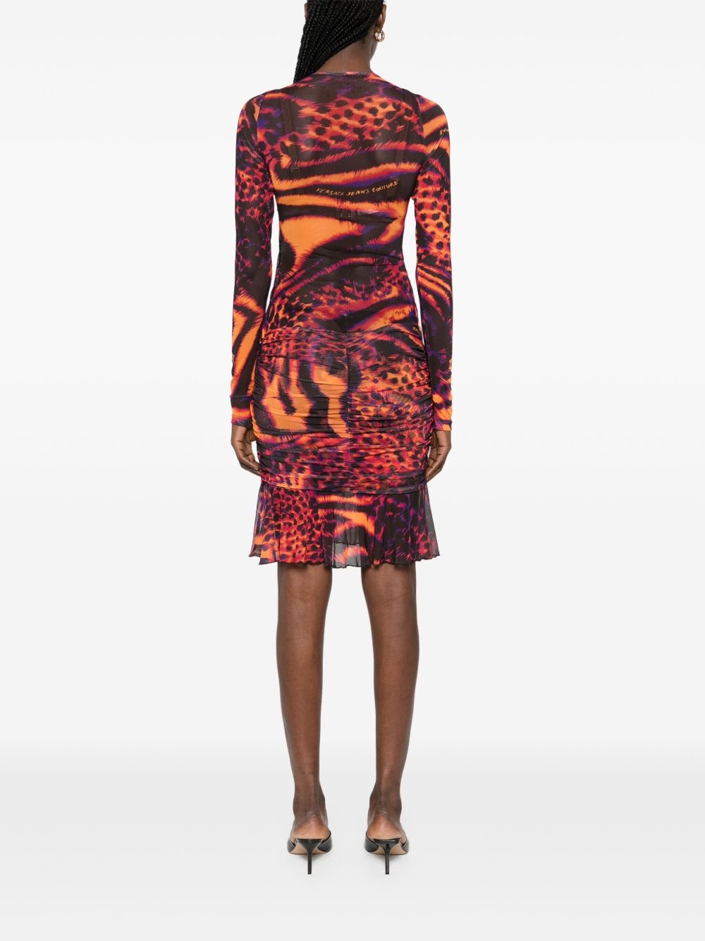 animal-print tulle midi dress - 4