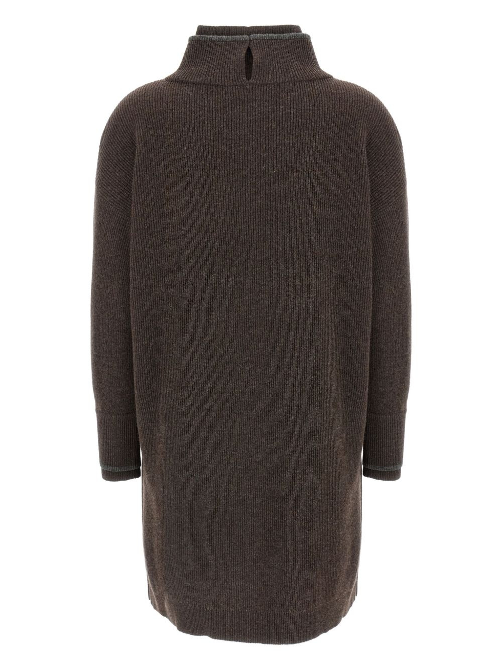 high-neck ribbed knit dress - 2
