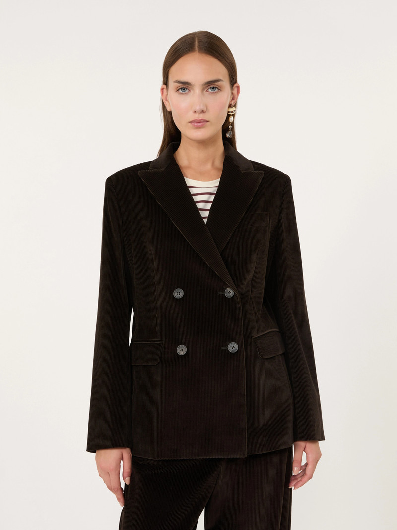 KATANGA Cotton corduroy velvet blazer - DARK BROWN 5