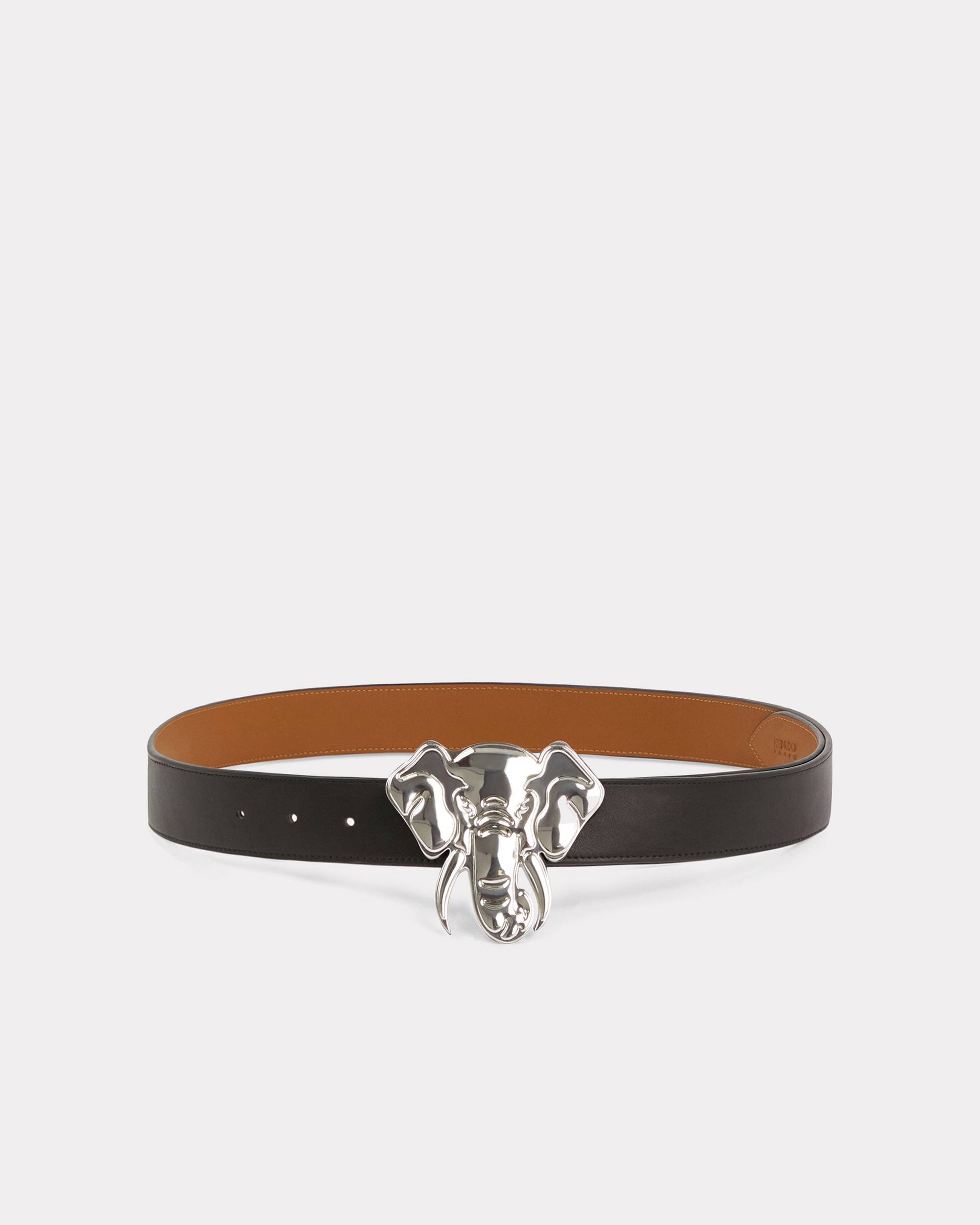 Wide reversible 'KENZO Elephant' leather belt - 1