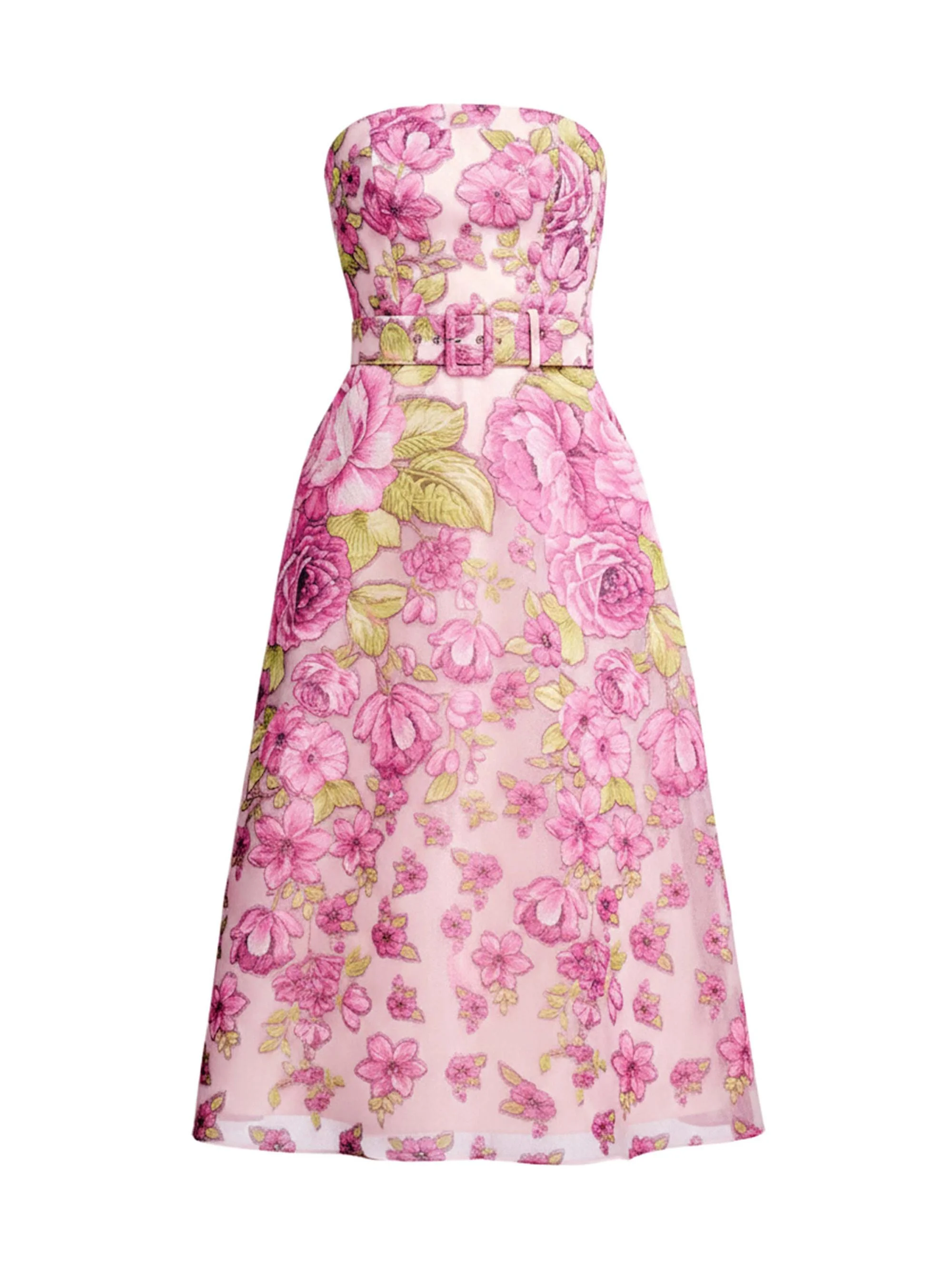 Women's Allegra Jacquard Strapless Midi-Dress - Pink Blossom Multi - 1