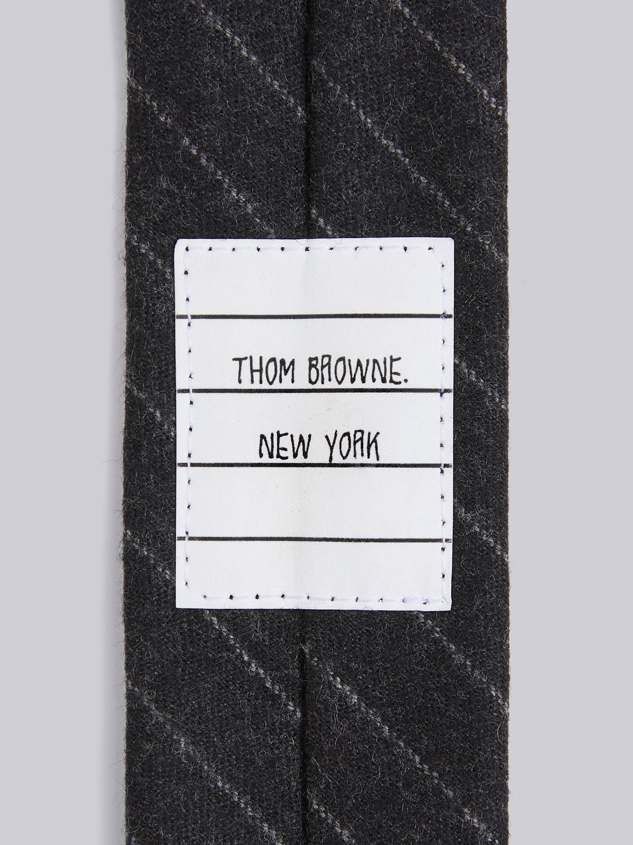 Dark Grey Super 120s Wool Flannel Narrow Chalk Stripe Tie - 2