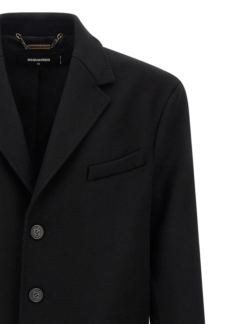 button-fastening wool coat - 4