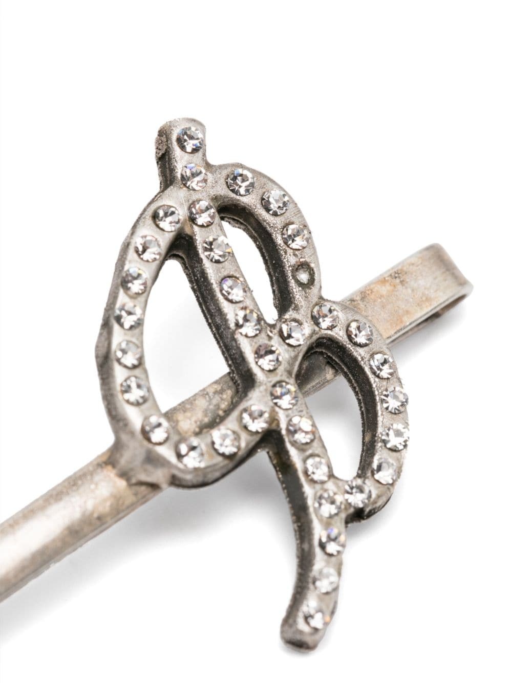 crystal-embellished logo hair clip - 3