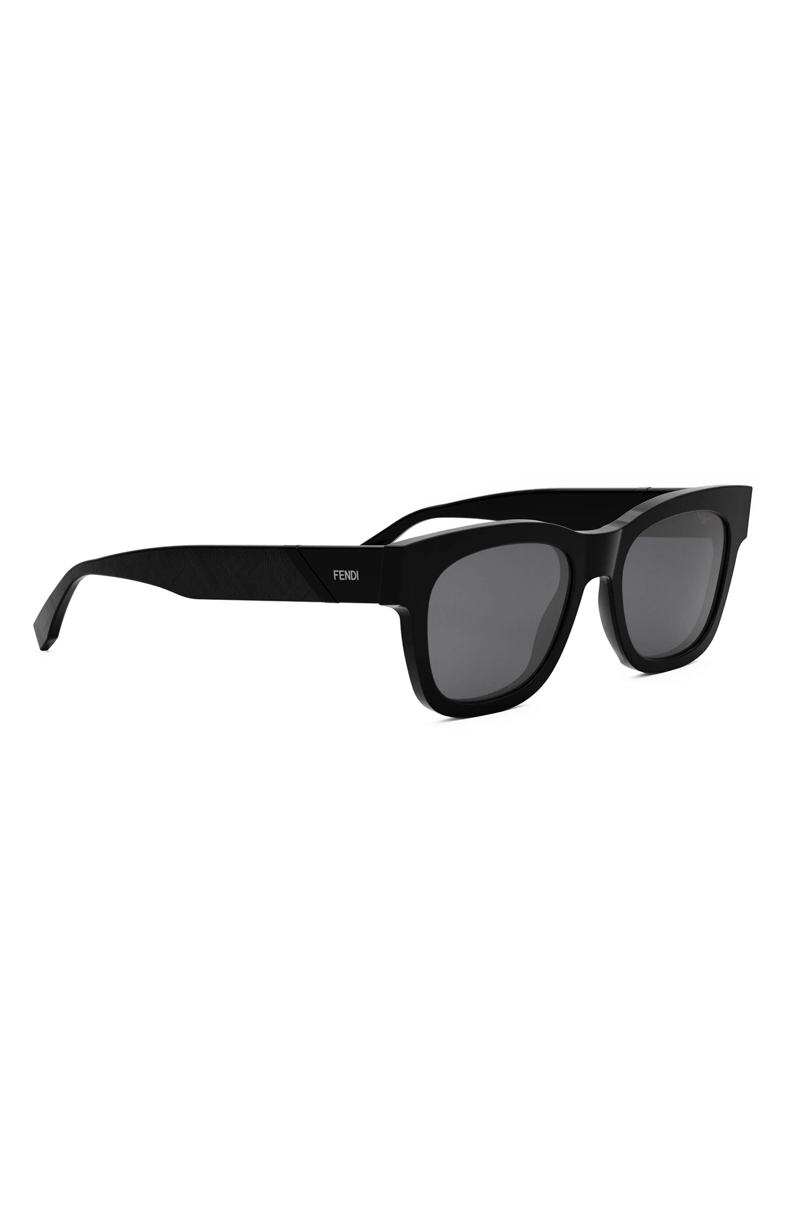 'Fendi Diagonal 51mm Square Sunglasses in Shiny Black /Smoke - 7