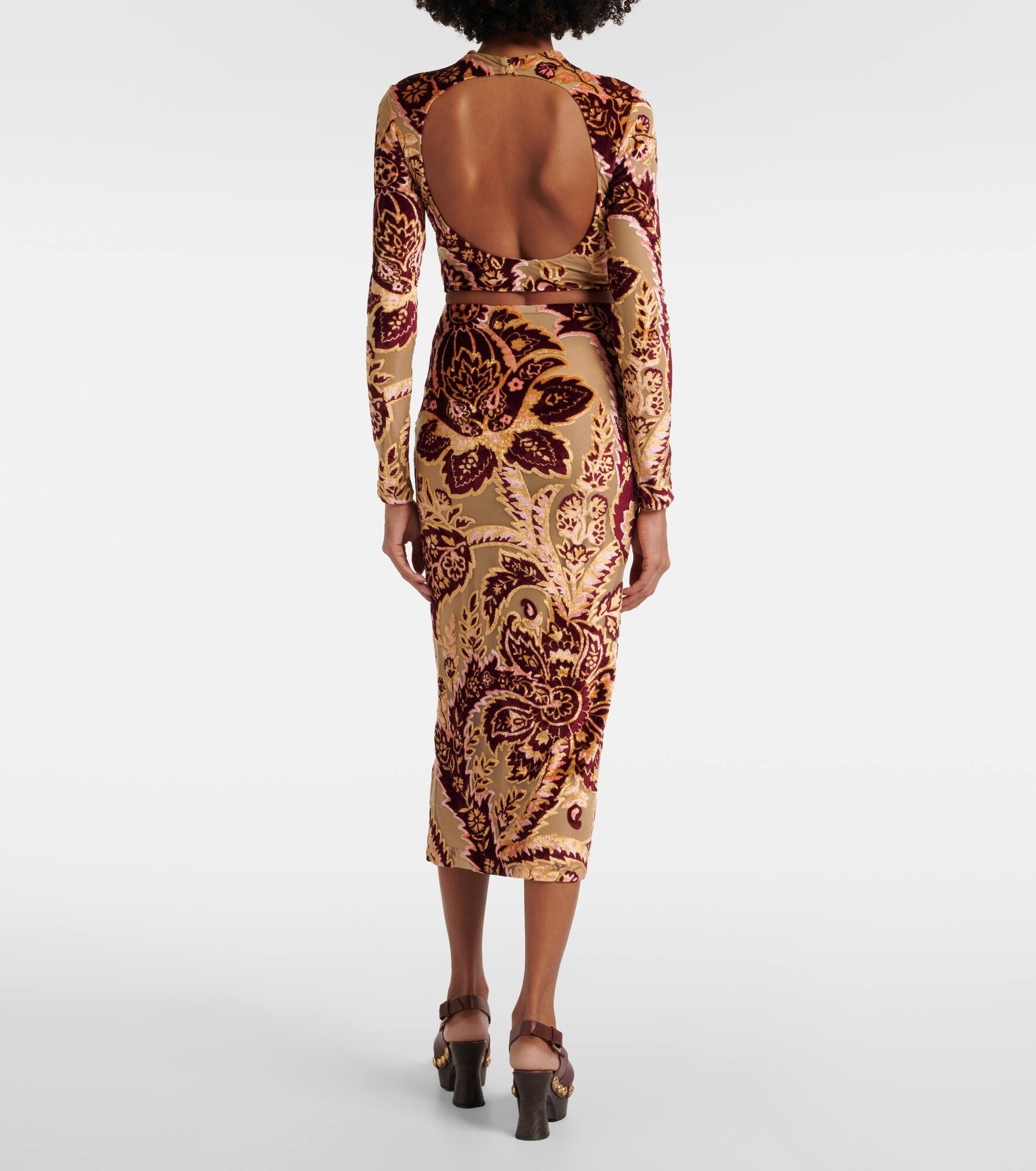 Paisley tulle and velvet jacquard crop top - 3