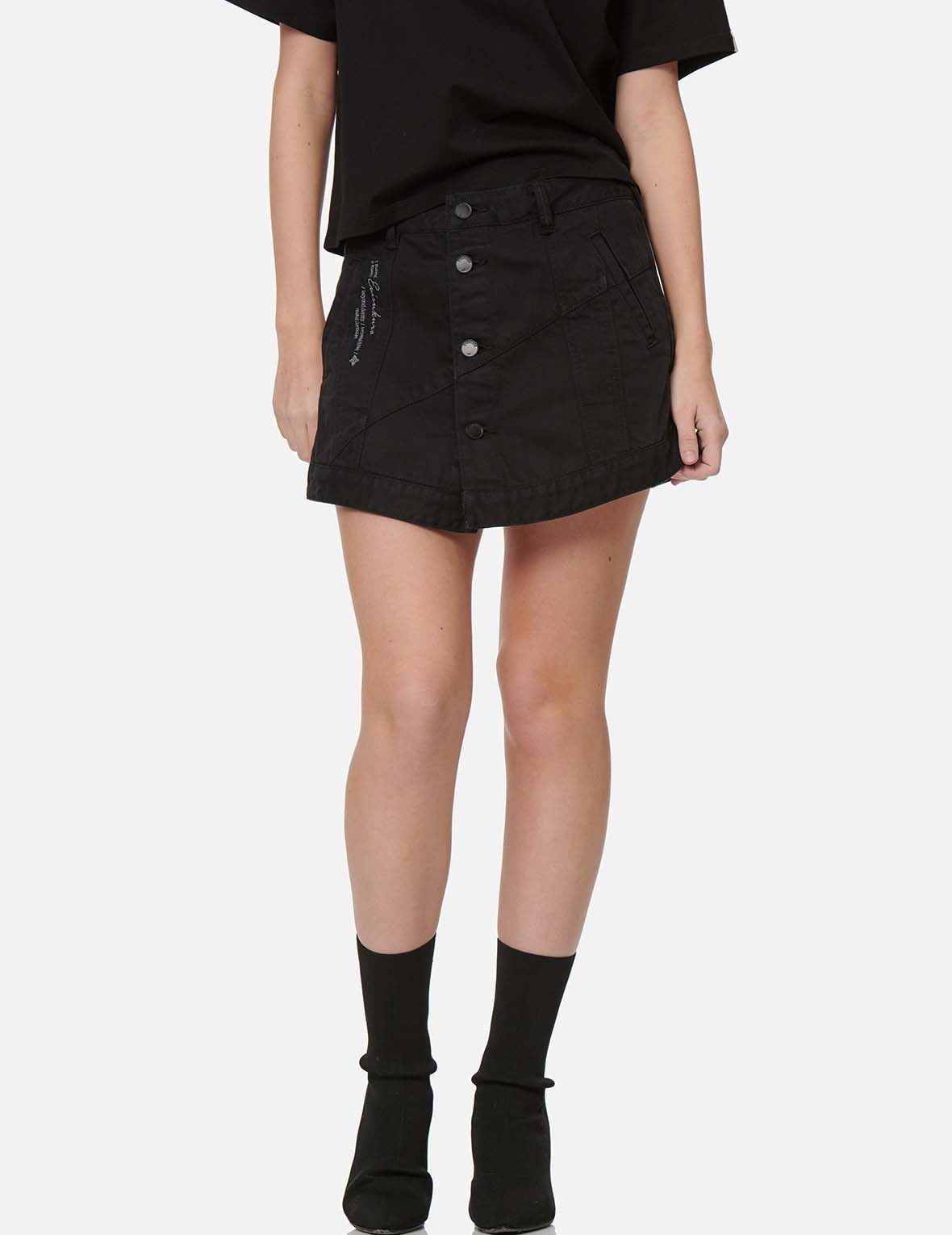 Seagull Embroidery Denim Skort - 3