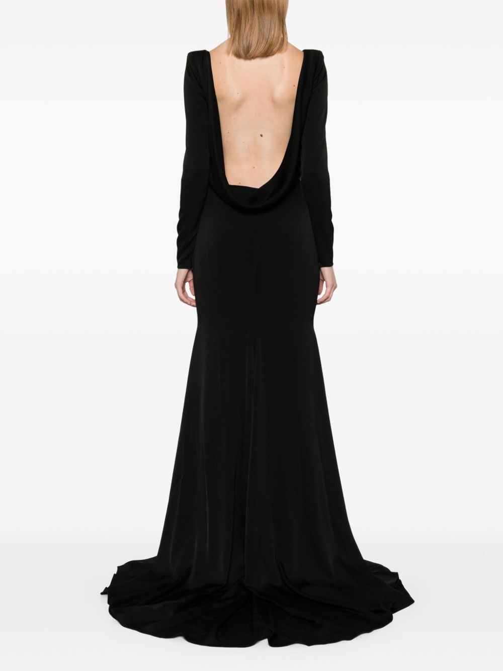 open-back satin gown - 4