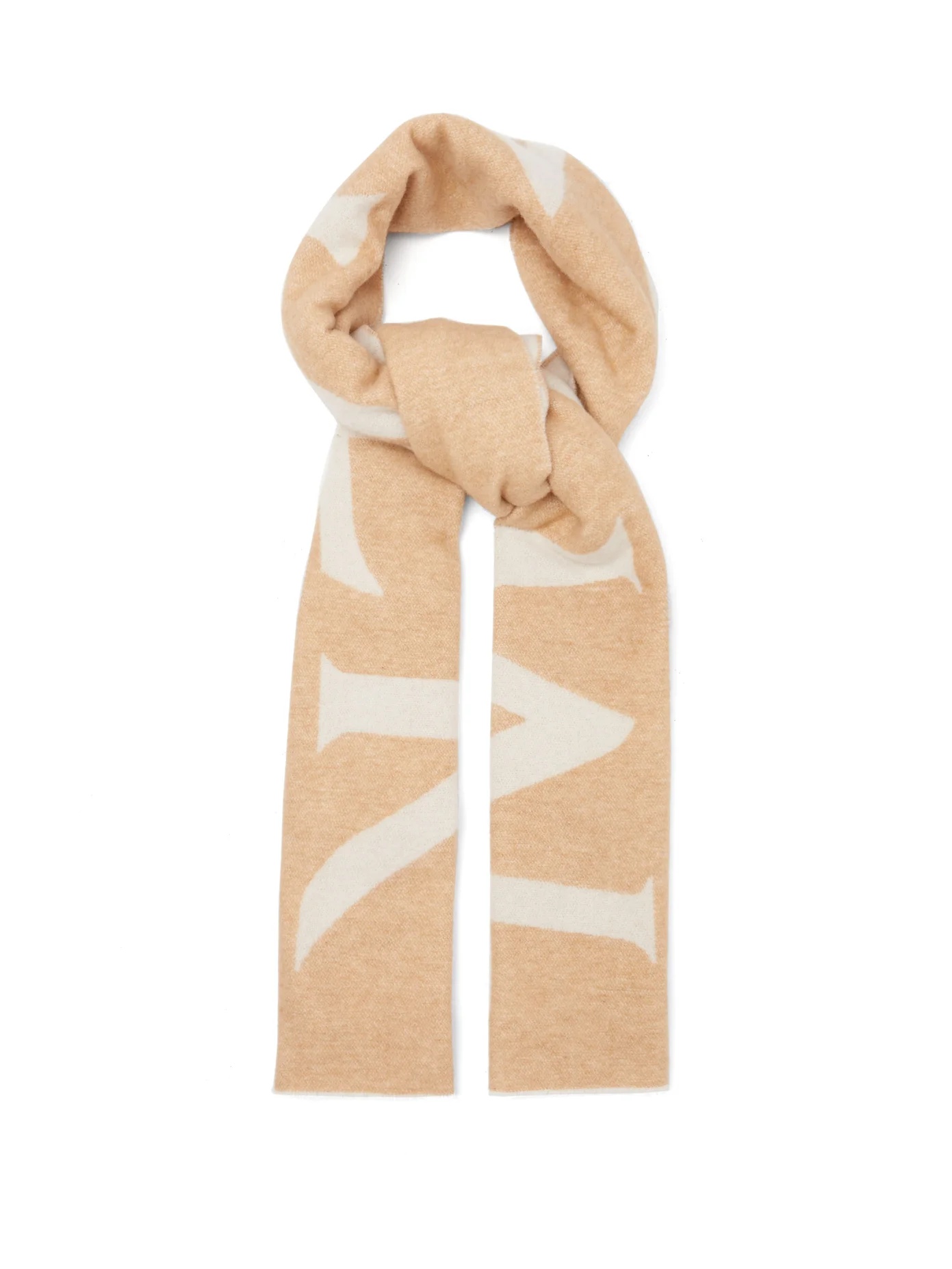 Logo-jacquard wool-blend scarf - 1