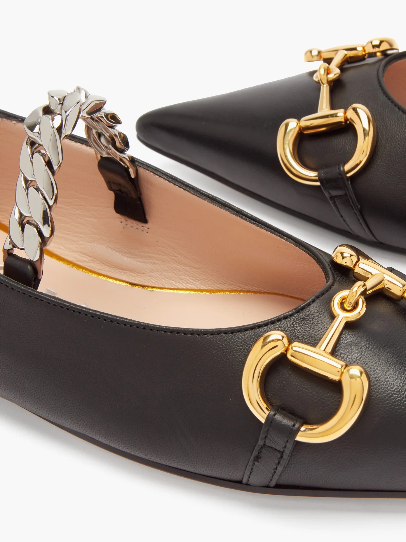 Deva Horsebit and chain-embellished leather flats - 6