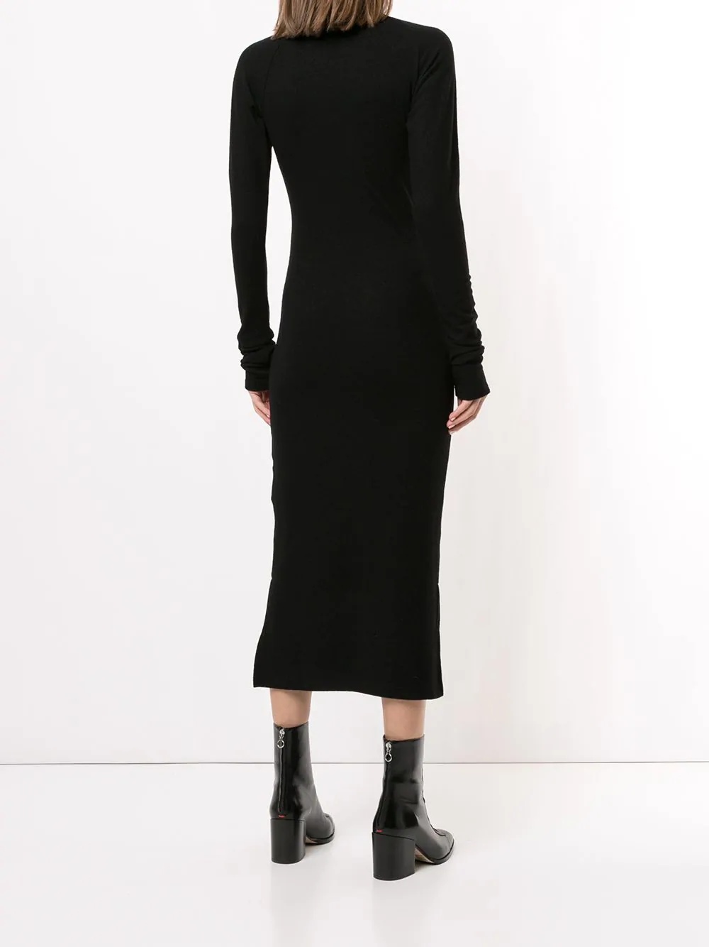 roll neck fitted wool dress - 4