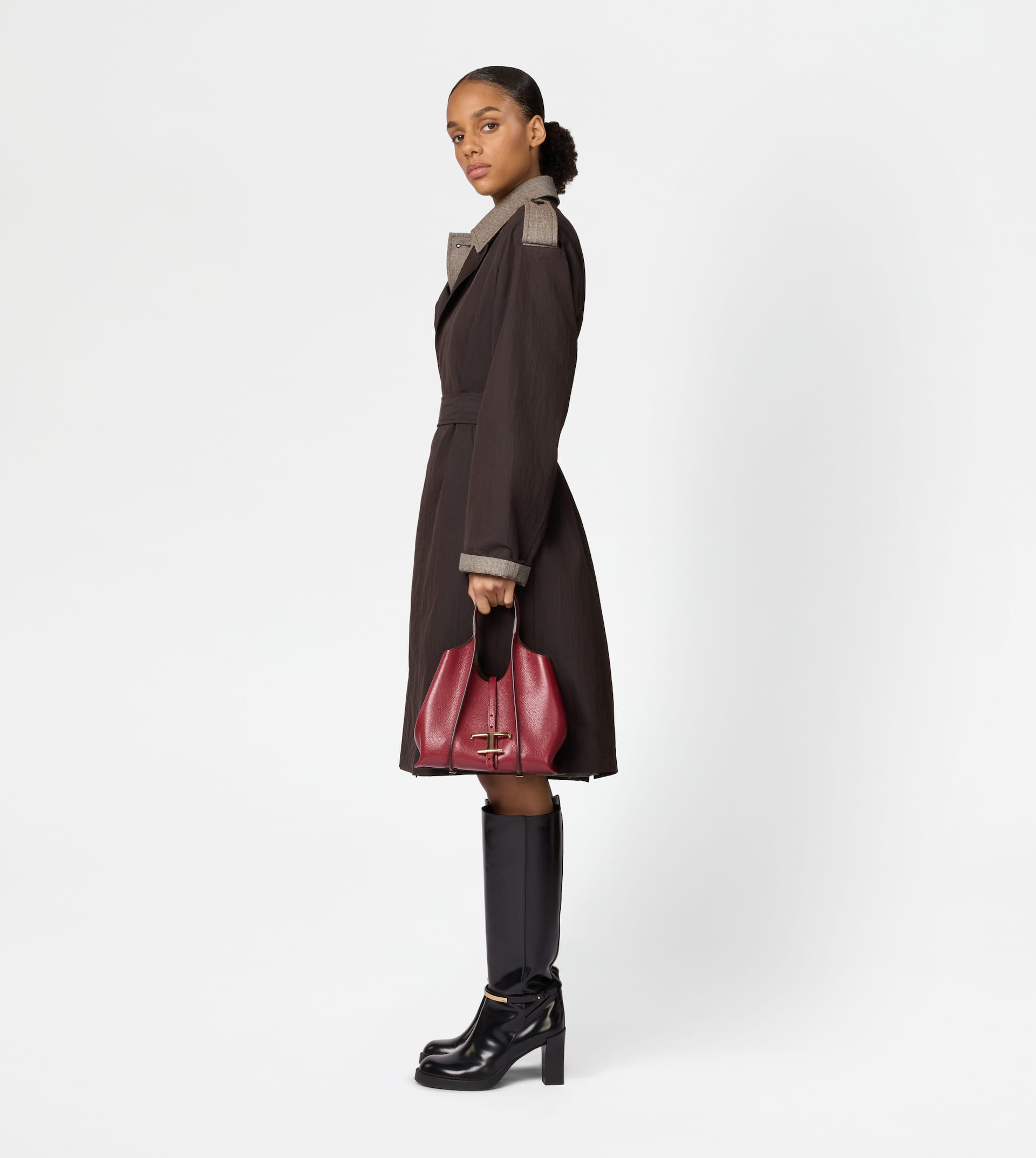 T TIMELESS SHOPPING BAG IN LEATHER MINI - RED - 7