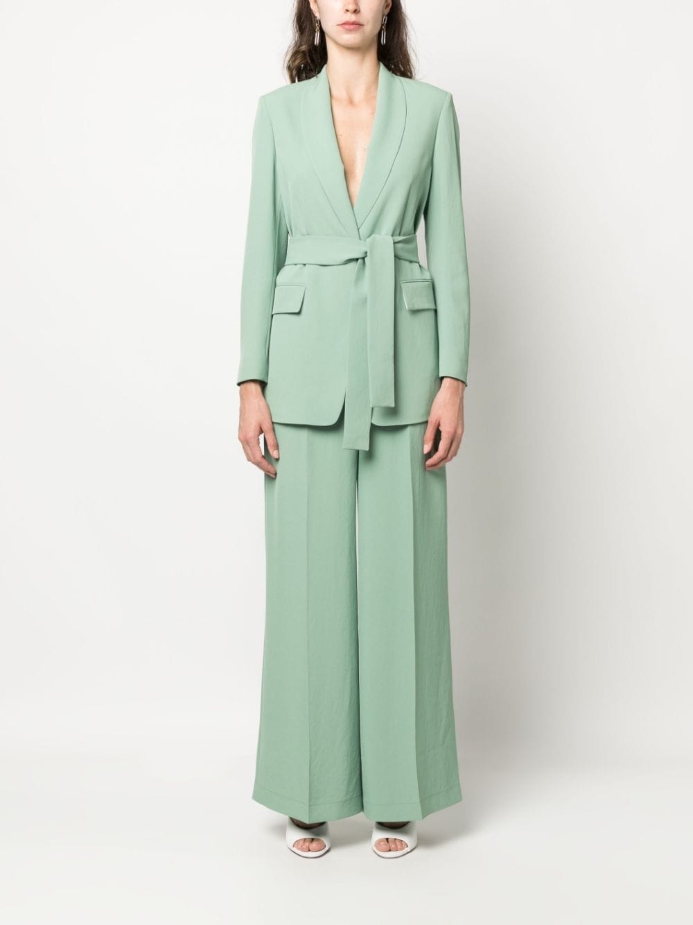 single-breasted belted blazer - 6